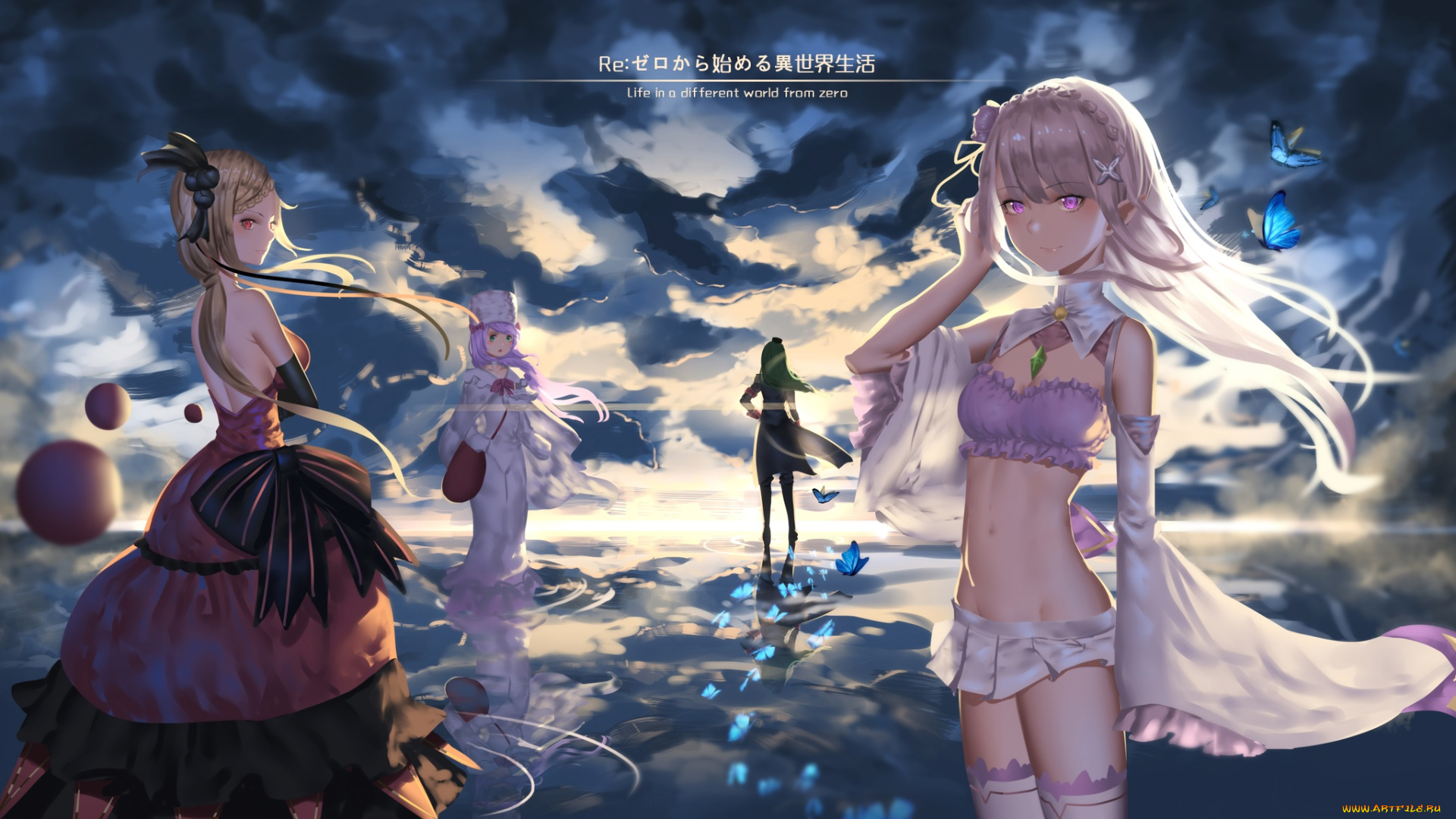 аниме, re, , zero, kara, hajimeru, isekai, seikatsu, взгляд, девушки, фон