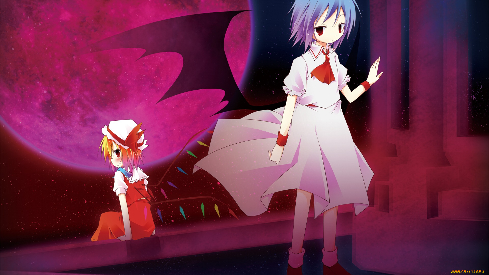 аниме, touhou, девушка, взгляд, фон