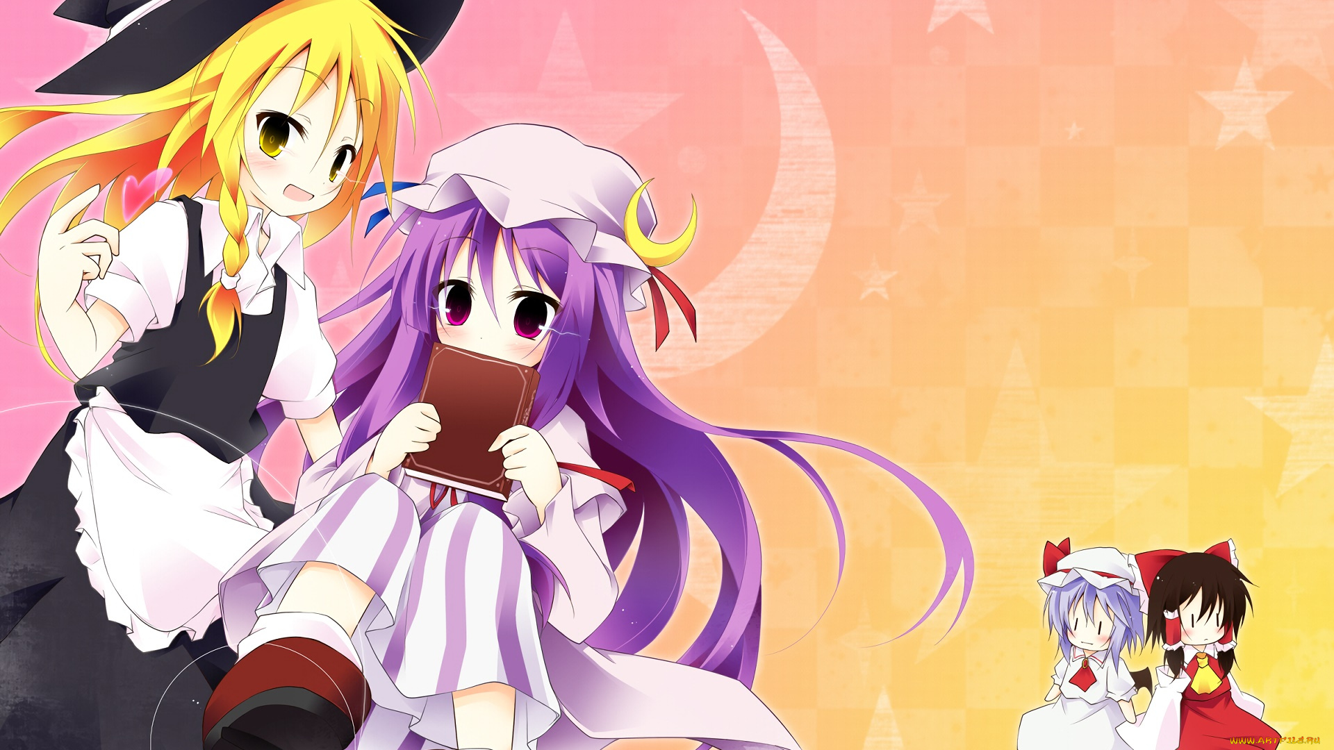 аниме, touhou, девушка, взгляд, фон