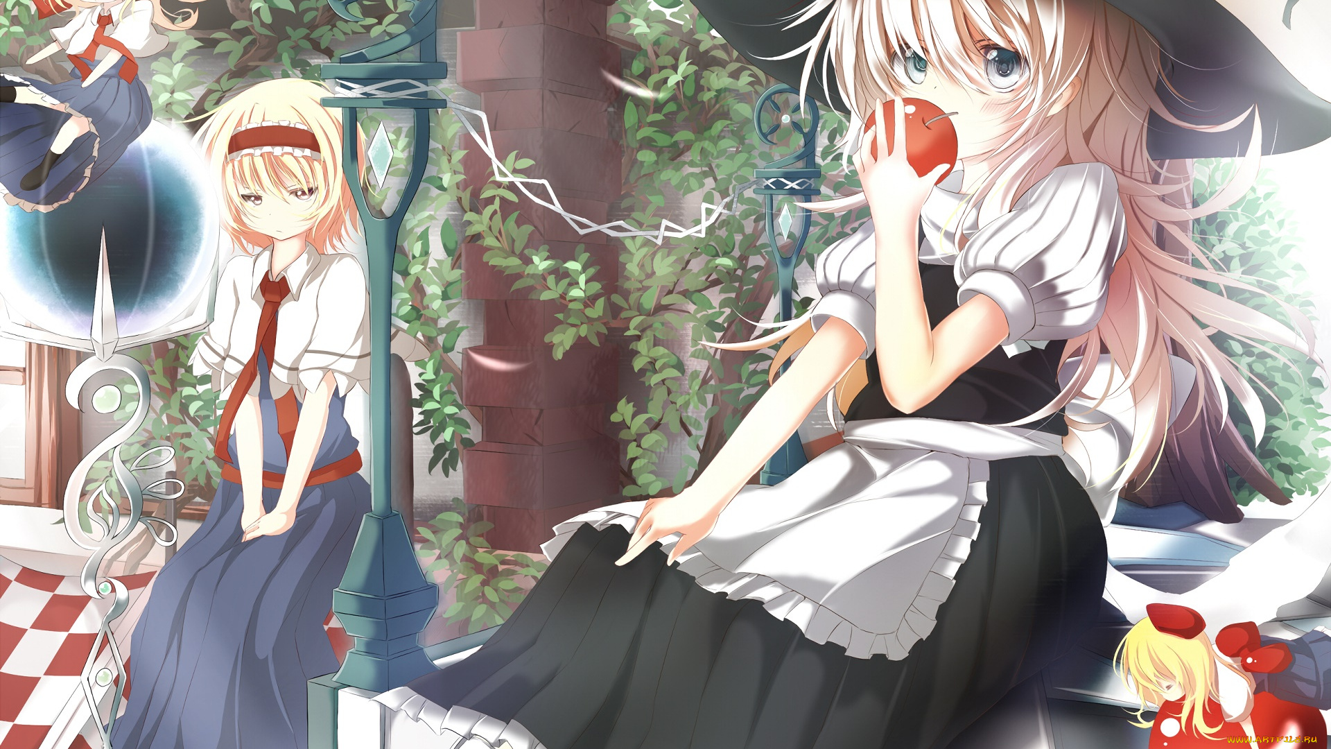 аниме, touhou, фон, взгляд, девушка