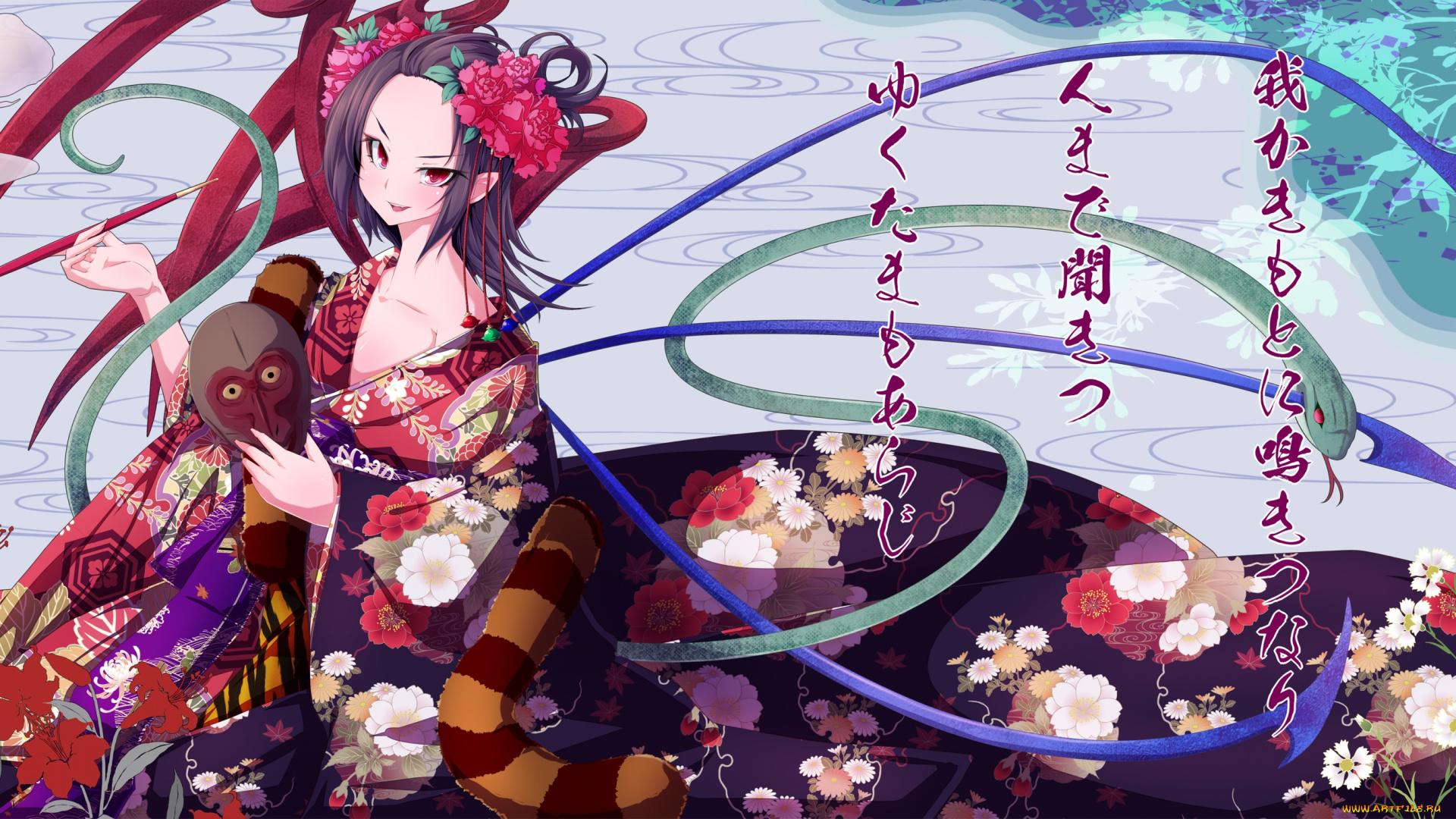 аниме, touhou, фон, взгляд, девушка