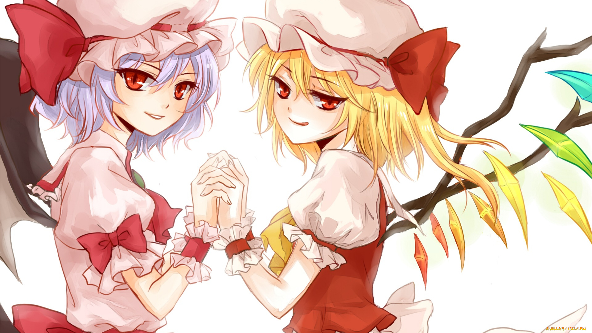 аниме, touhou, фон, взгляд, девушки