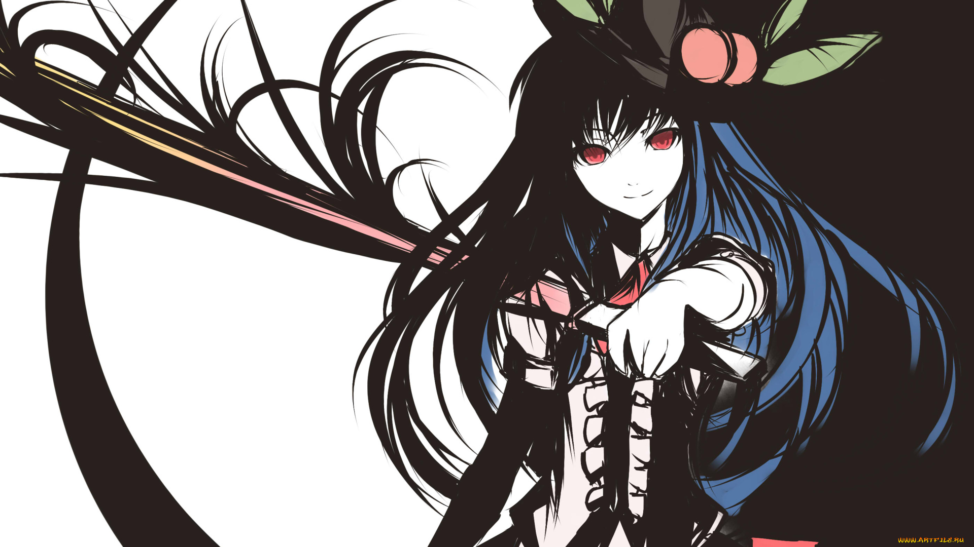 аниме, touhou, взгляд, девушка, фон