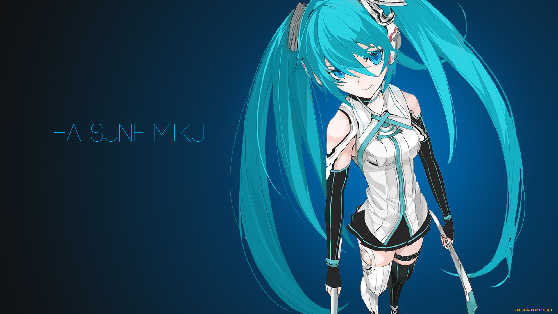 аниме, vocaloid, взгляд, девушка, фон