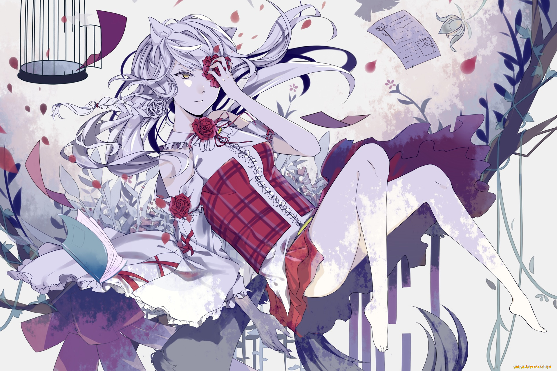 аниме, животные, , существа, девушка