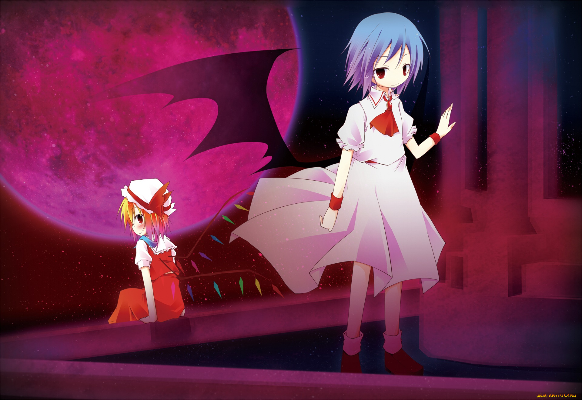 аниме, touhou, девушка, взгляд, фон