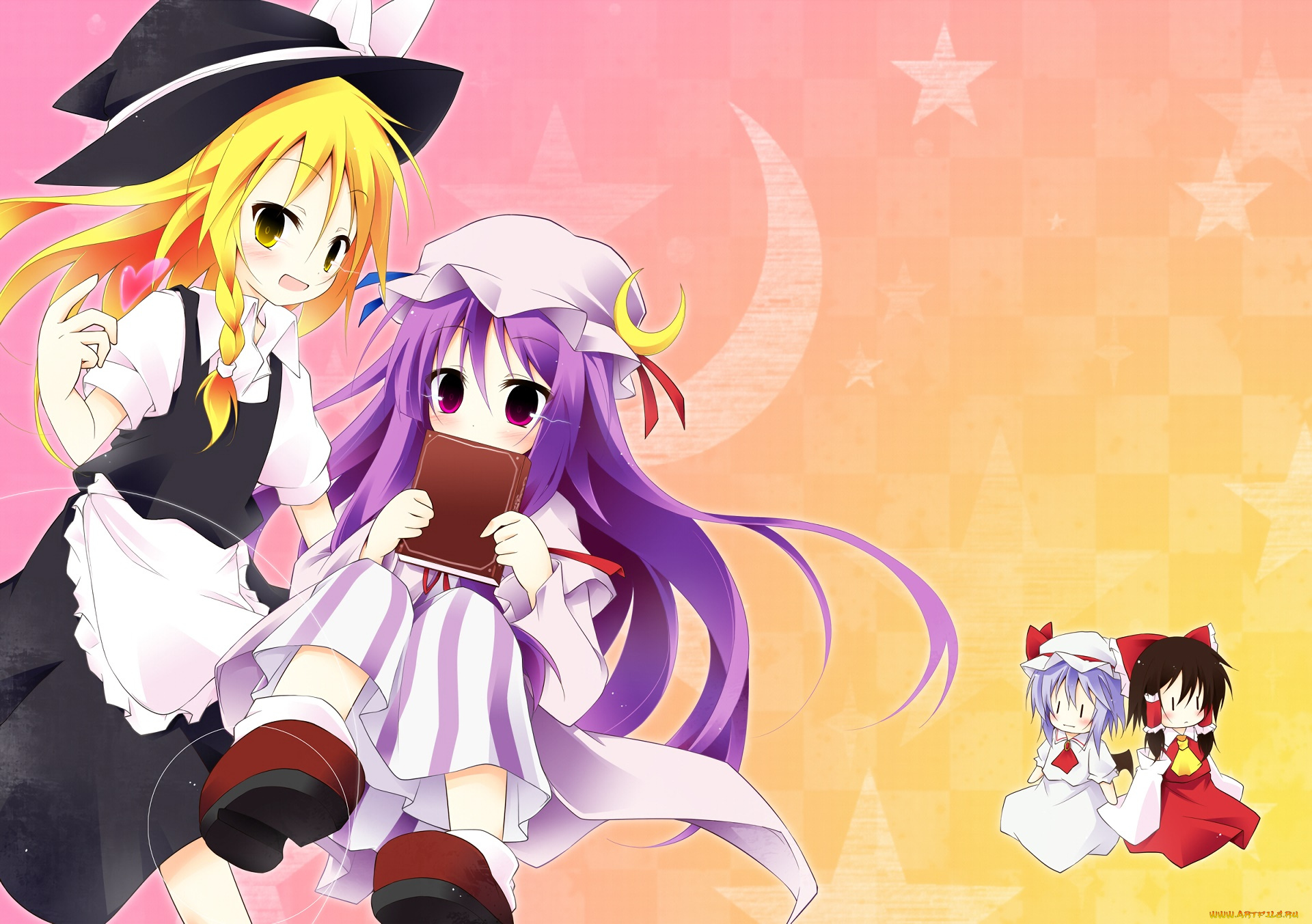 аниме, touhou, девушка, взгляд, фон