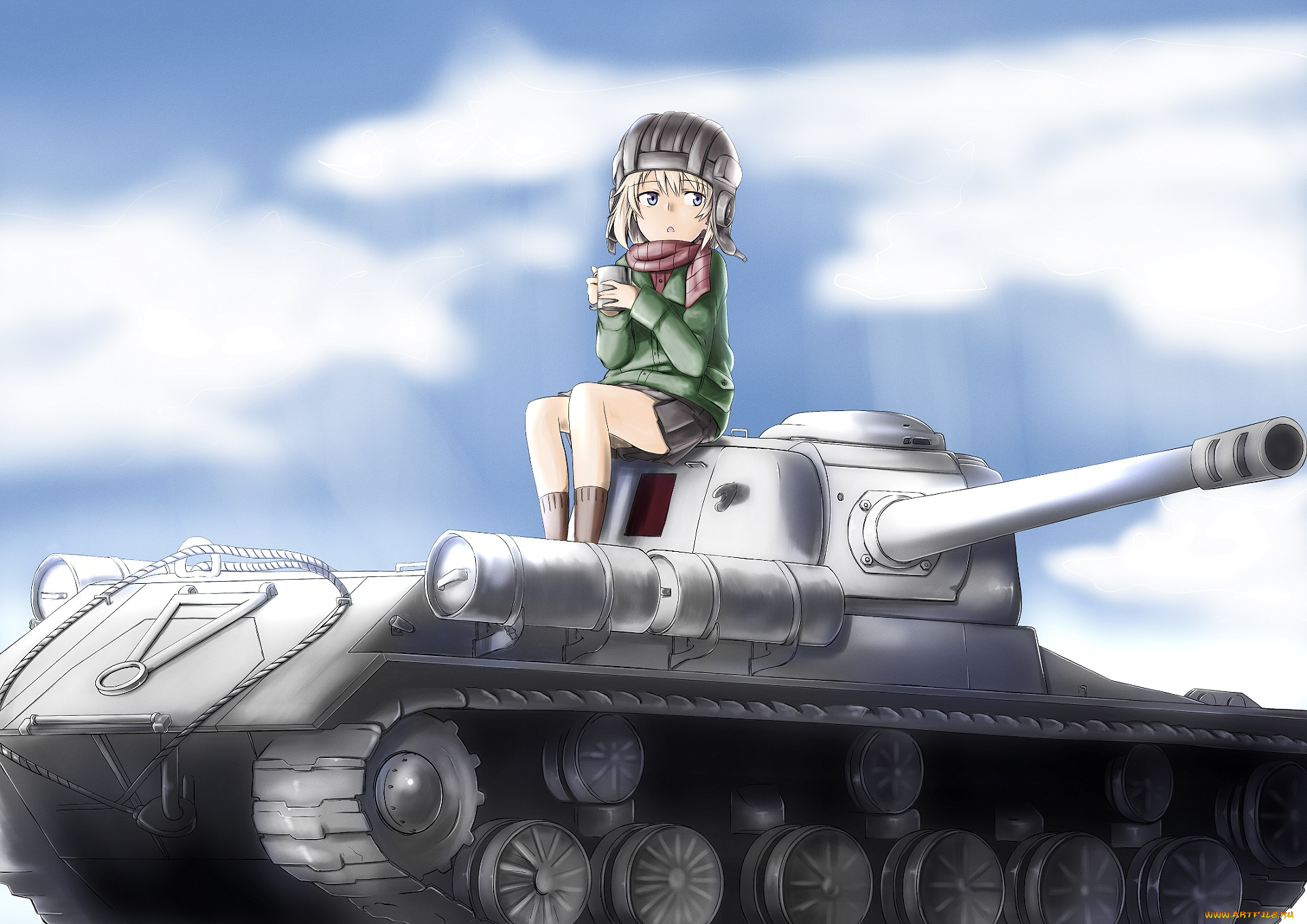 аниме, girls, und, panzer, фон, взгляд, девушка
