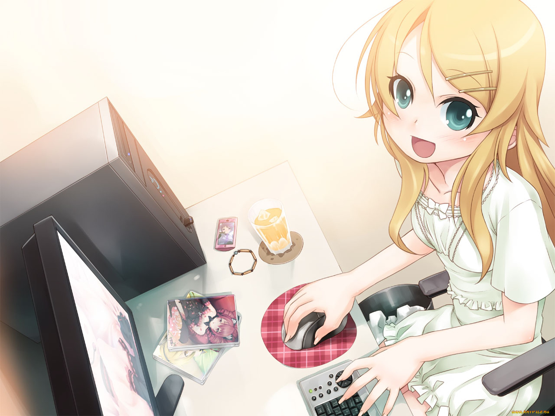 аниме, oreimo, взгляд, девушка, фон