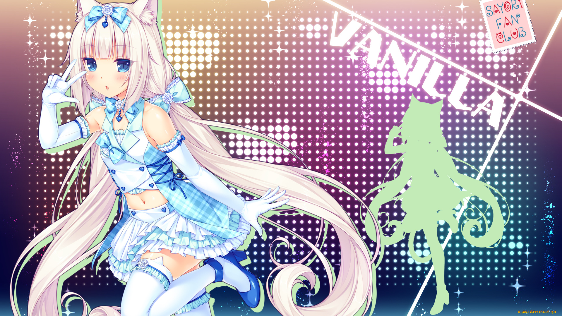 аниме, nekopara, взгляд, девушка, фон