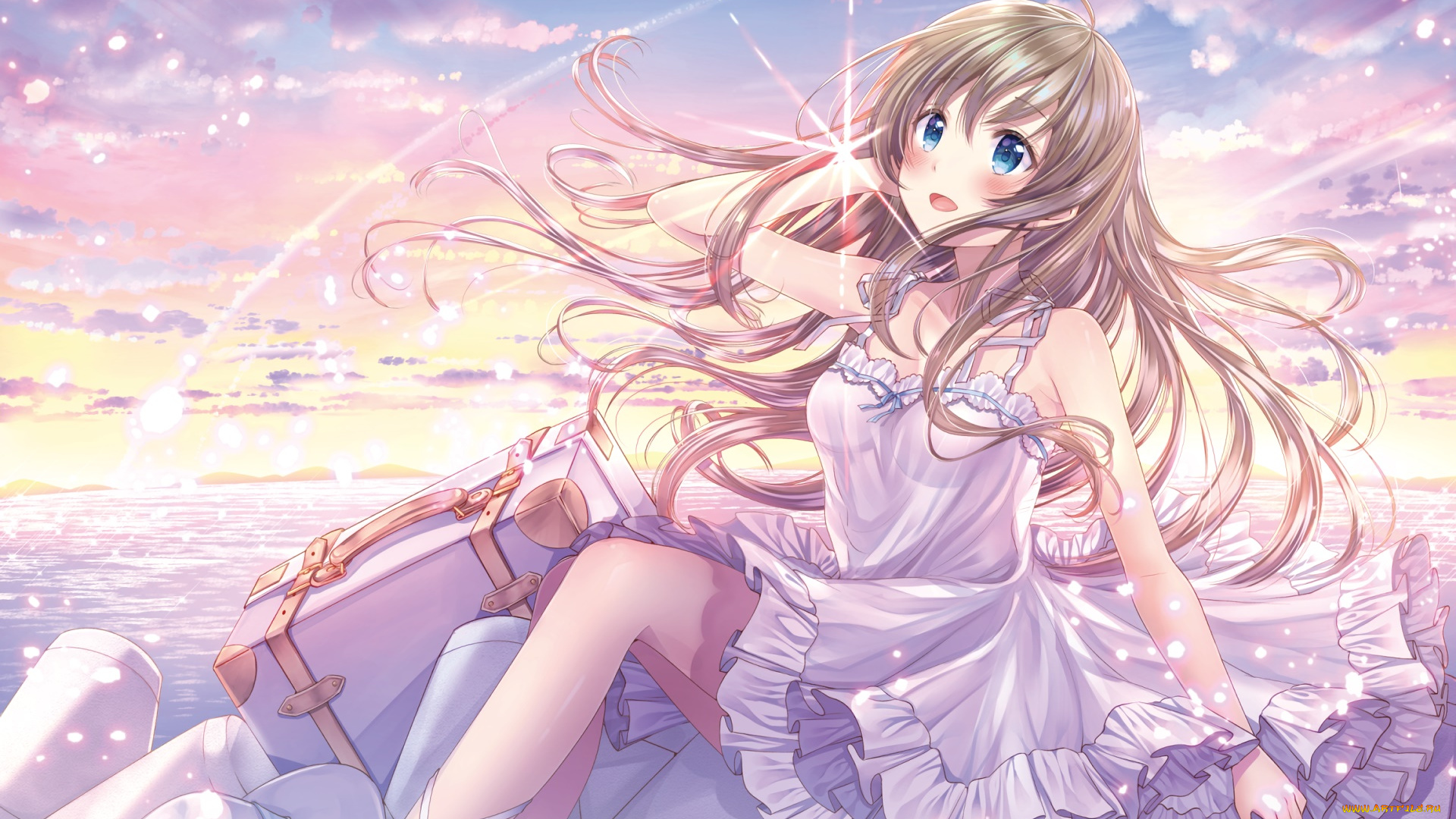 аниме, unknown, , другое, взгляд, фон, девушка