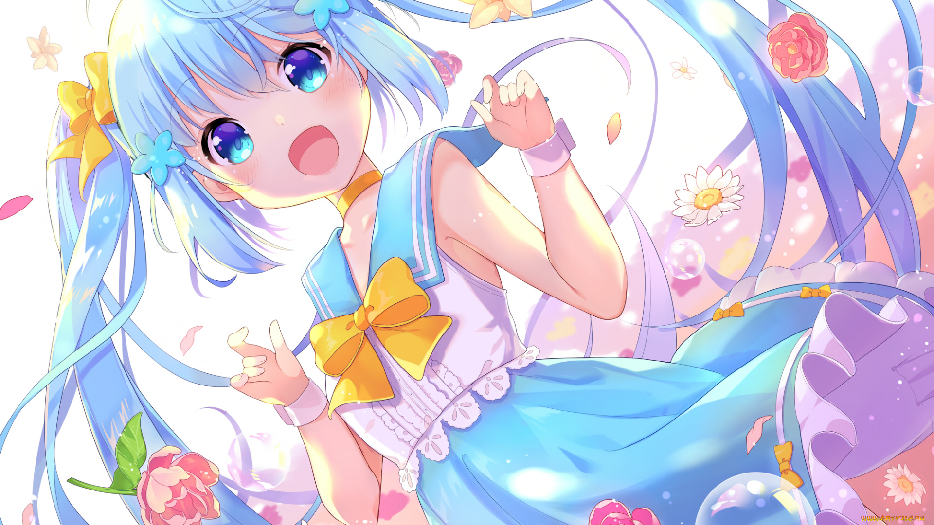 аниме, vocaloid, девушка, фон, взгляд