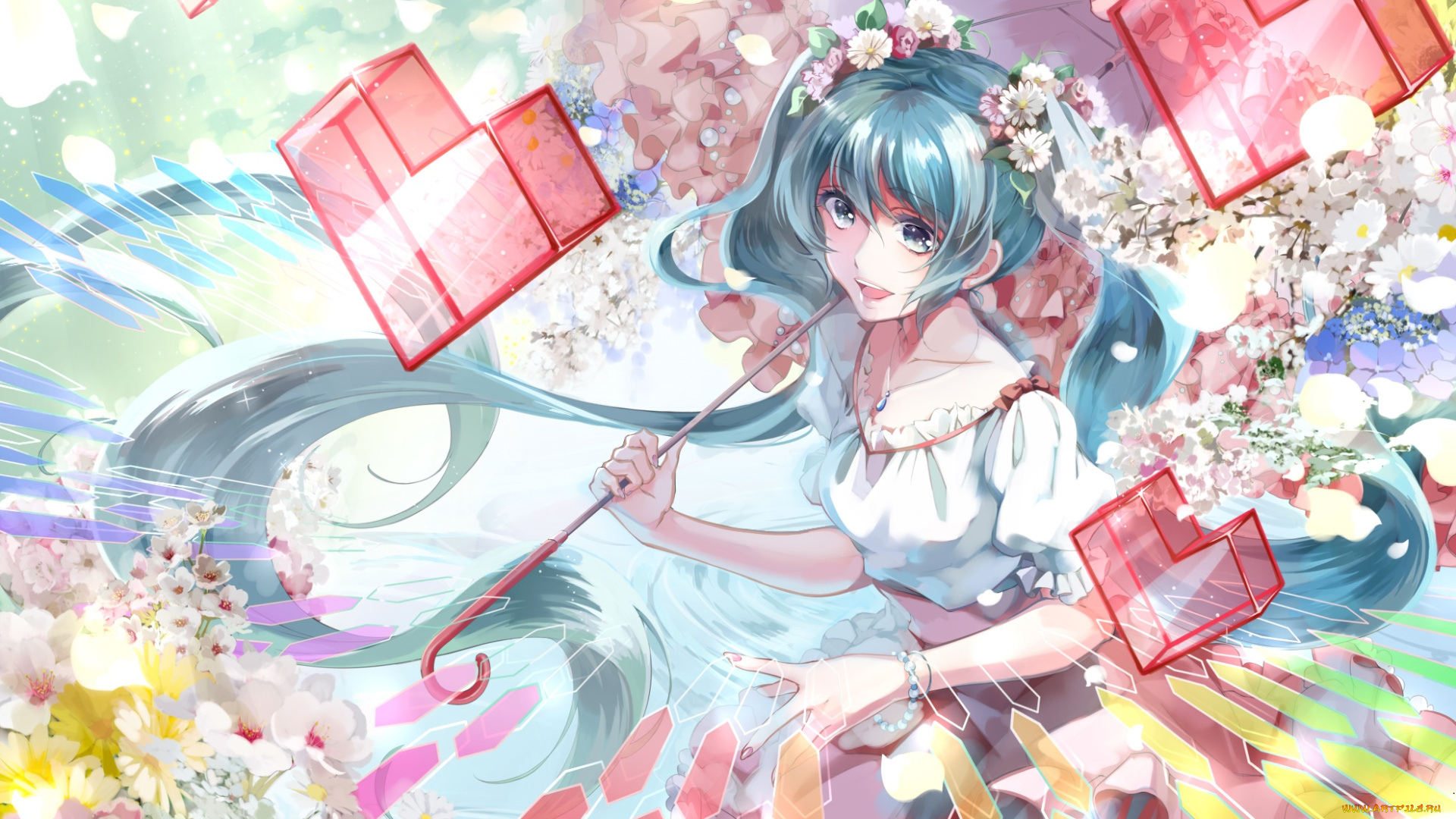 аниме, vocaloid, девушка, фон, взгляд