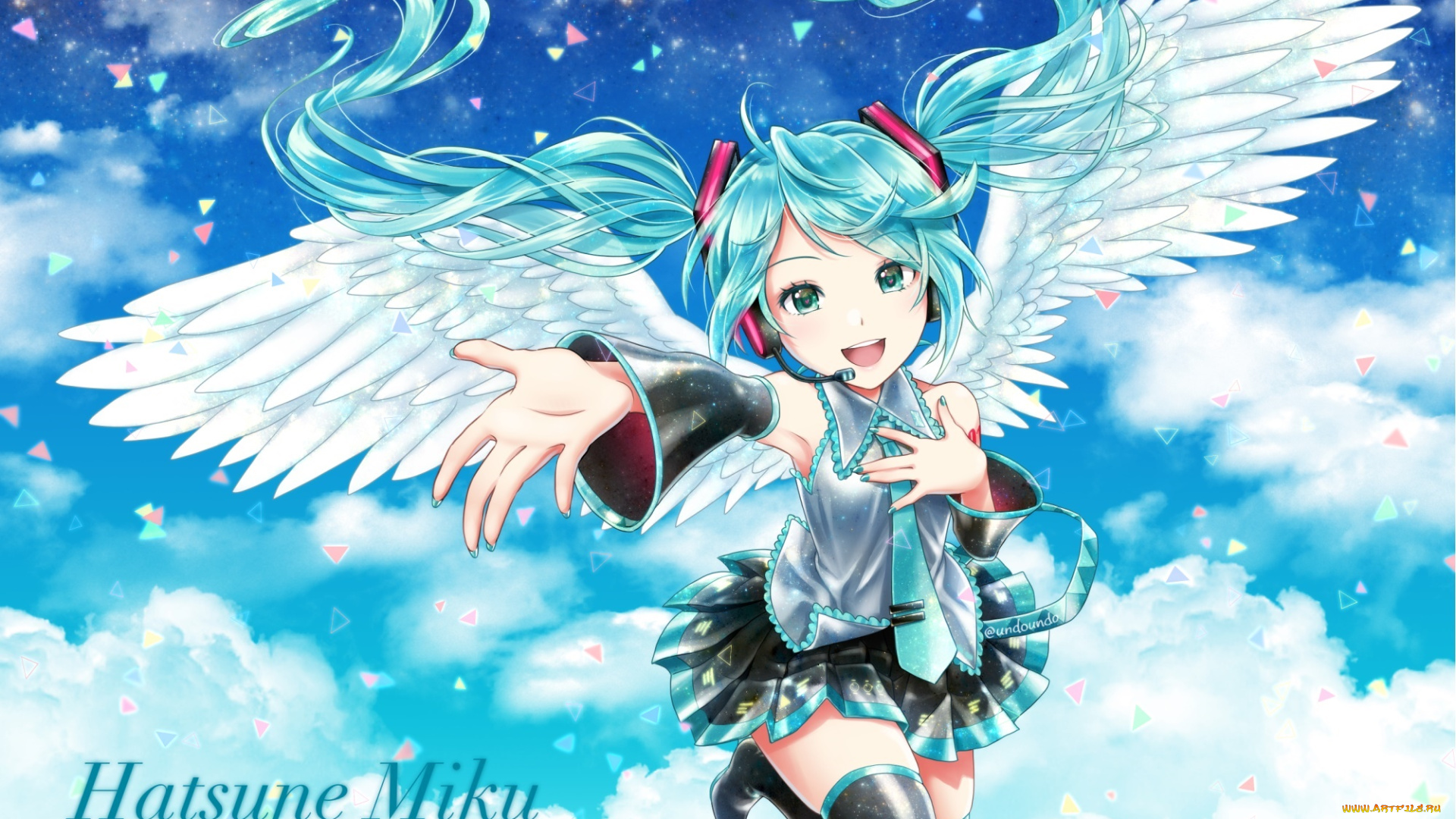 аниме, vocaloid, девушка, взгляд, фон