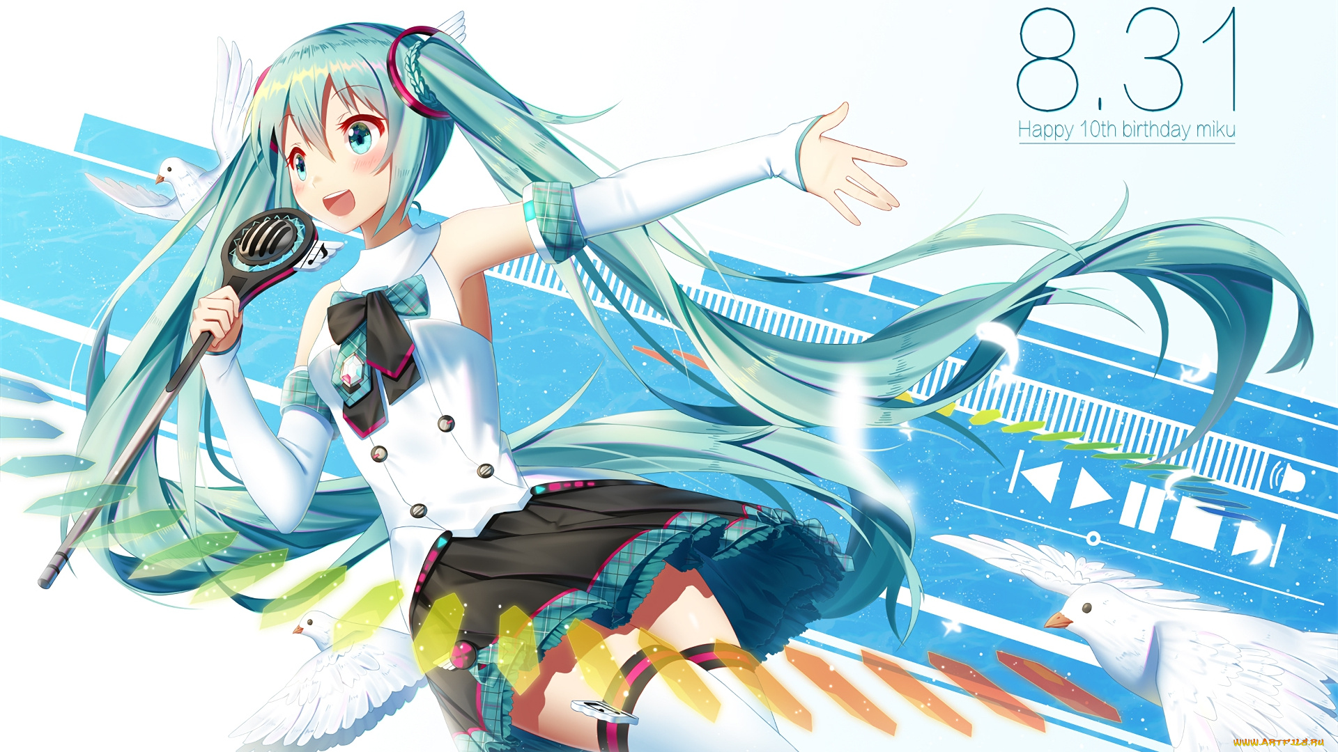 аниме, vocaloid, девушка, взгляд, фон