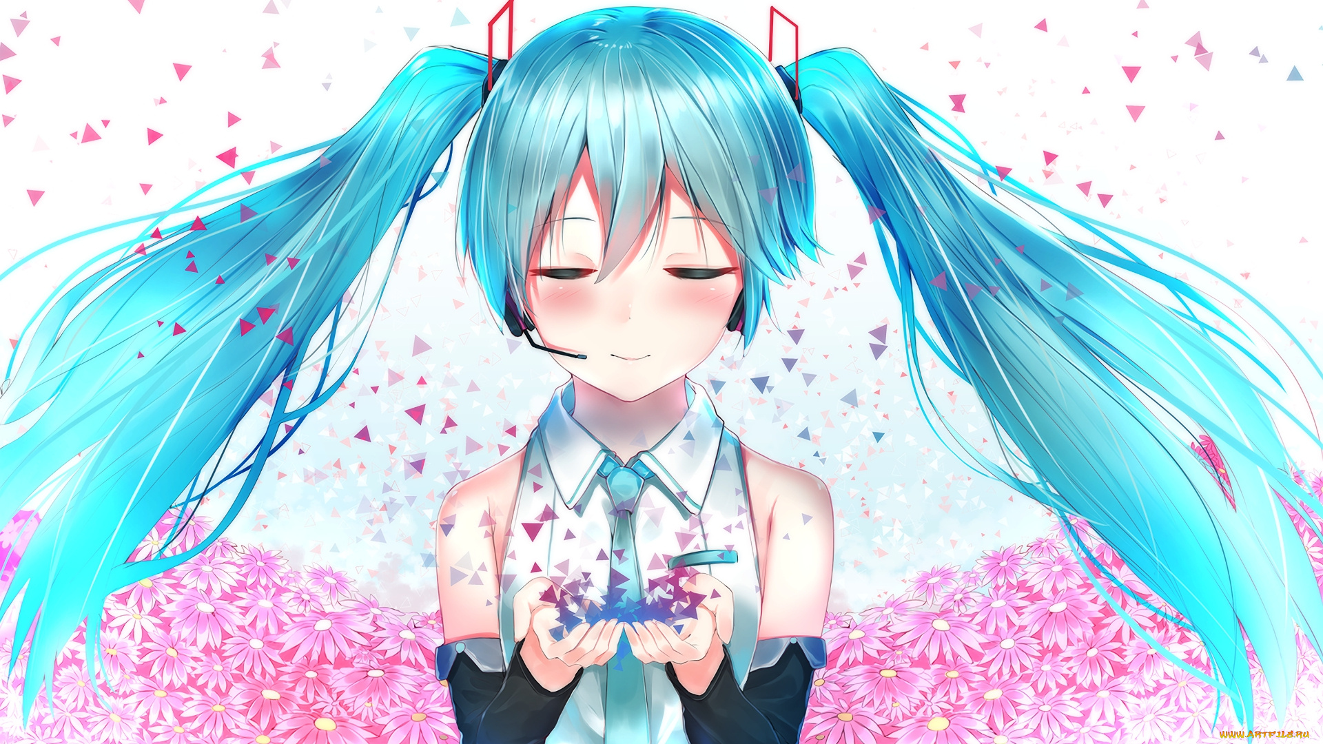 аниме, vocaloid, фон, девушка, взгляд