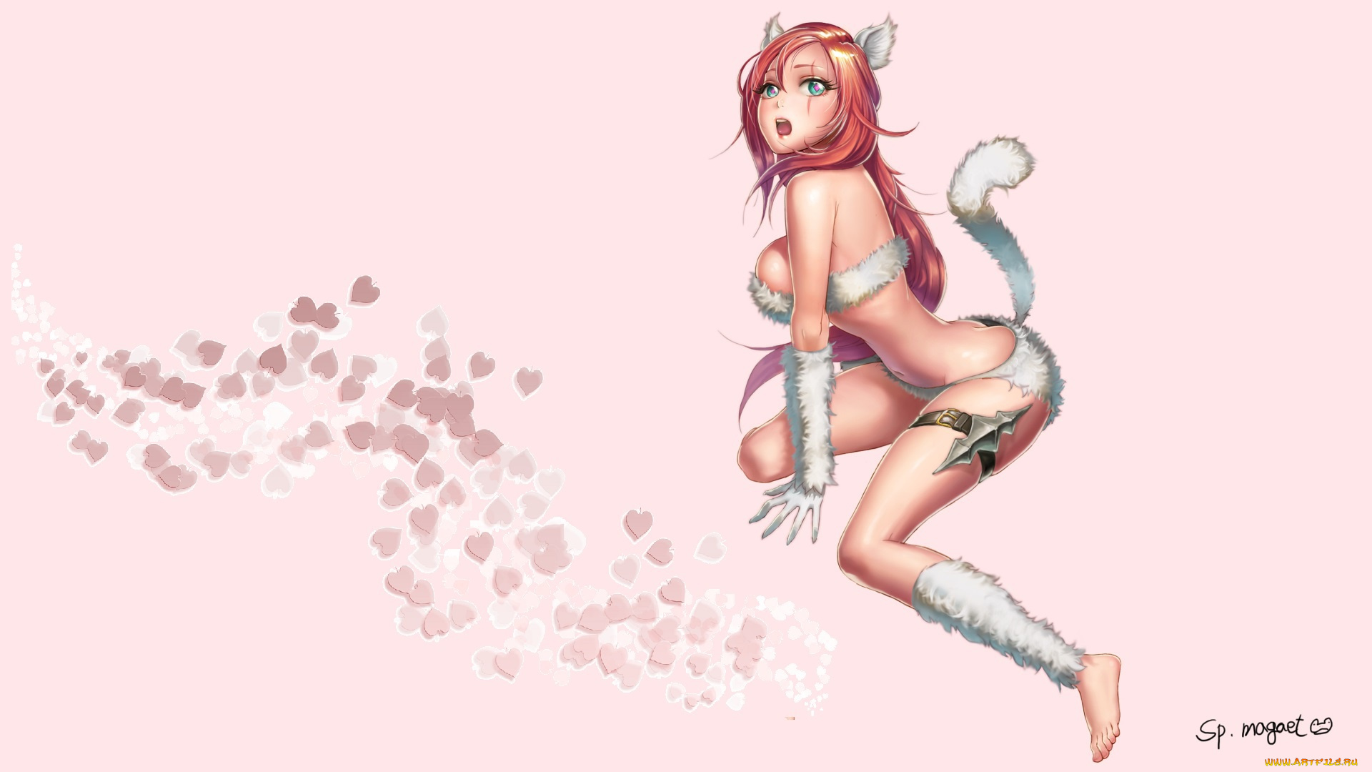 аниме, животные, , существа, девушка, арт, лисичка, ушки, хвостик