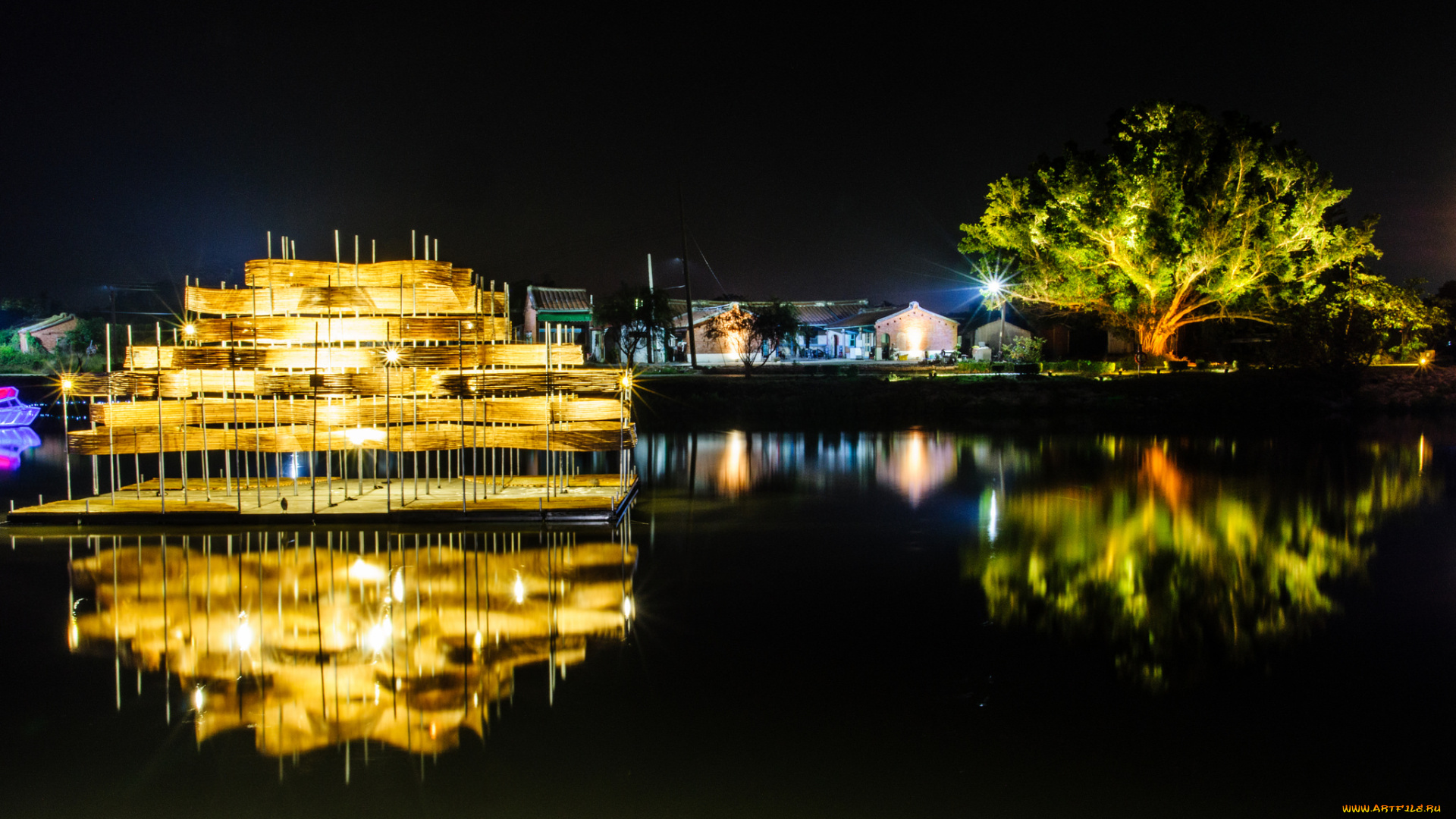 города, -, огни, ночного, города, парк