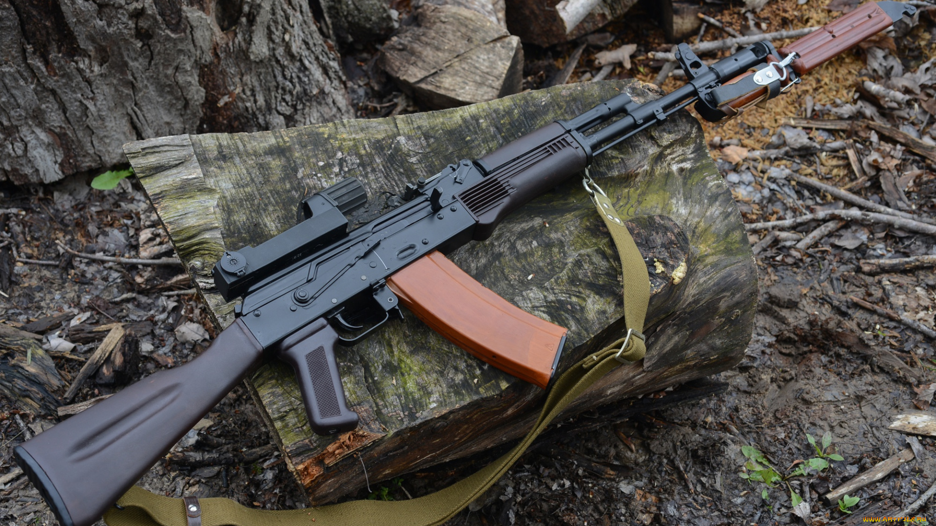 оружие, автоматы, ремешок, автомат, калашникова, ак-74, штык, нож