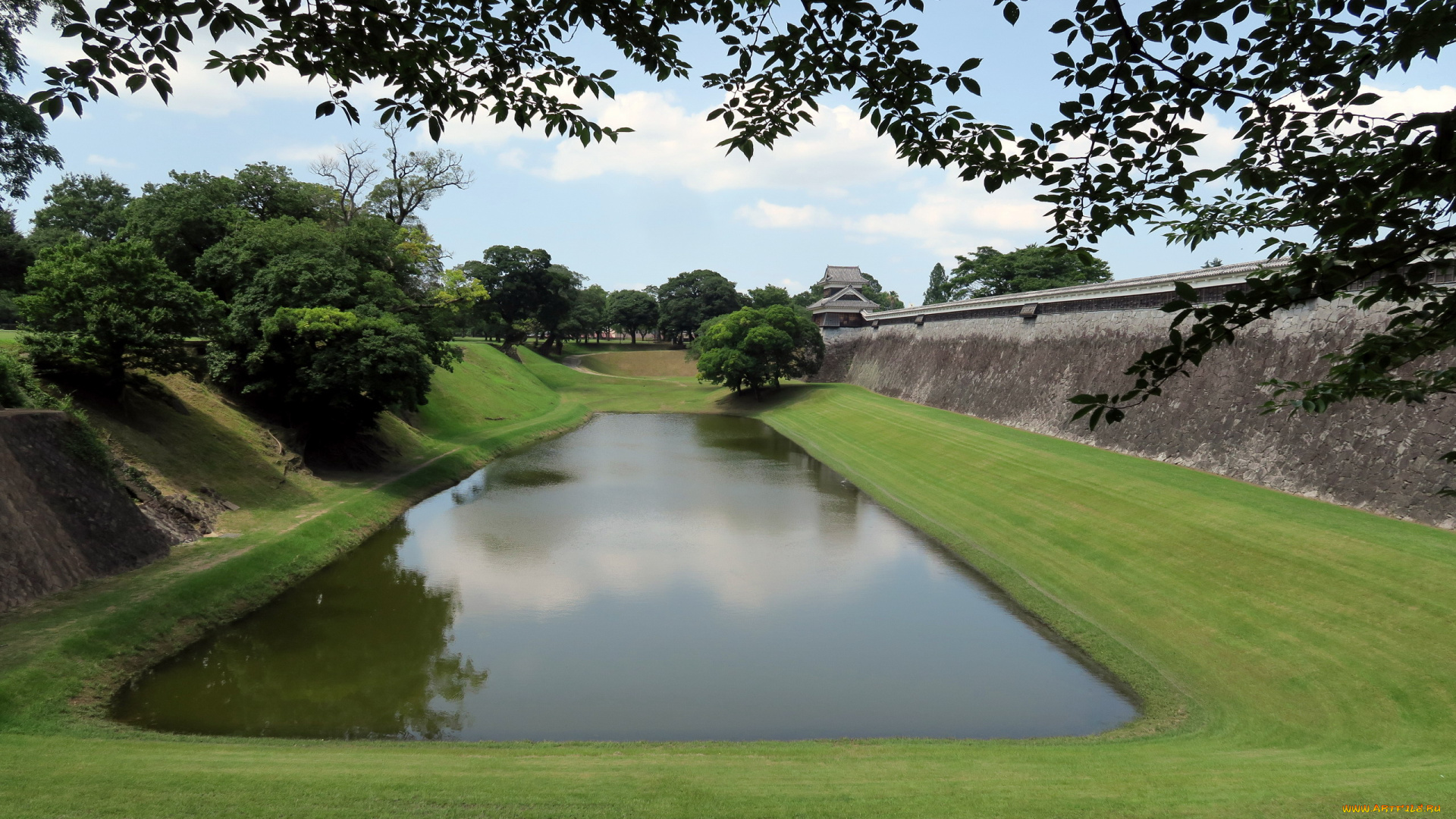 природа, парк, водоем, сад, японский