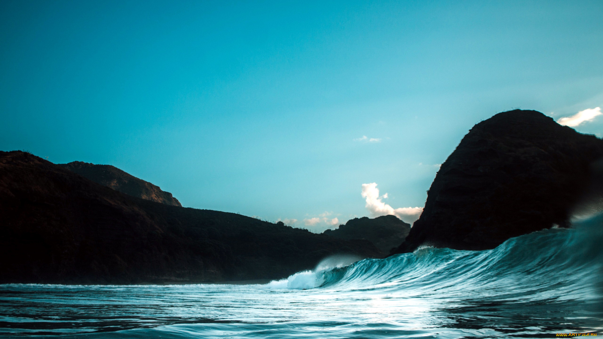 природа, побережье, волны, скалы