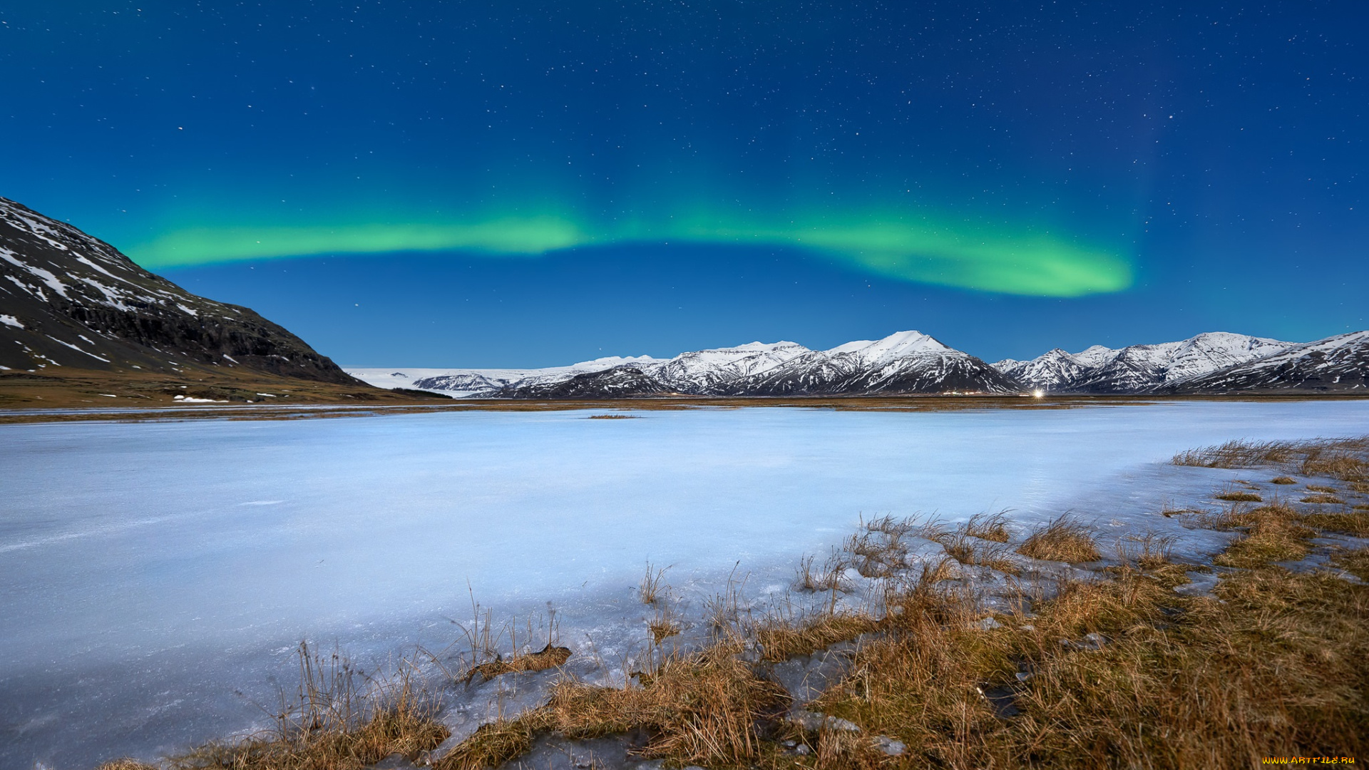 природа, северное, сияние, простор