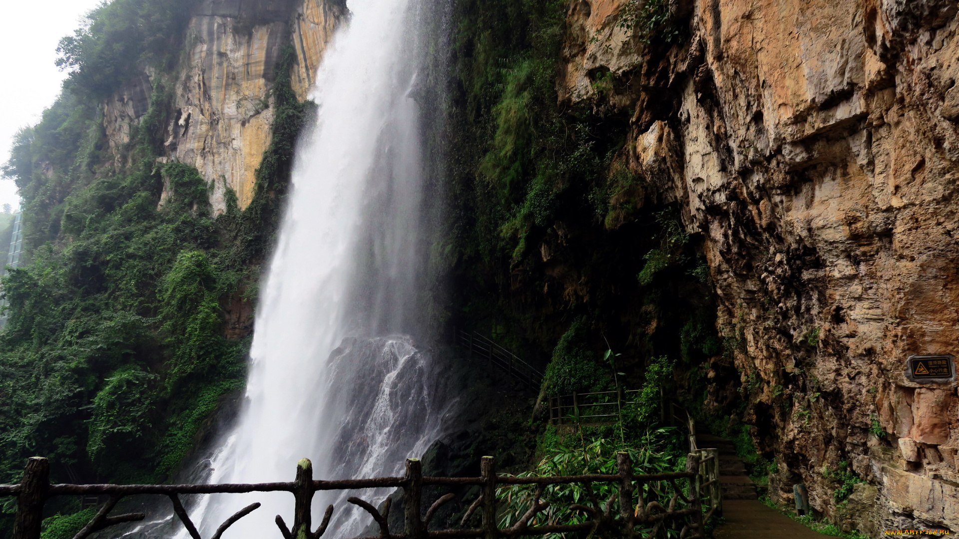 природа, водопады, водопад, поток