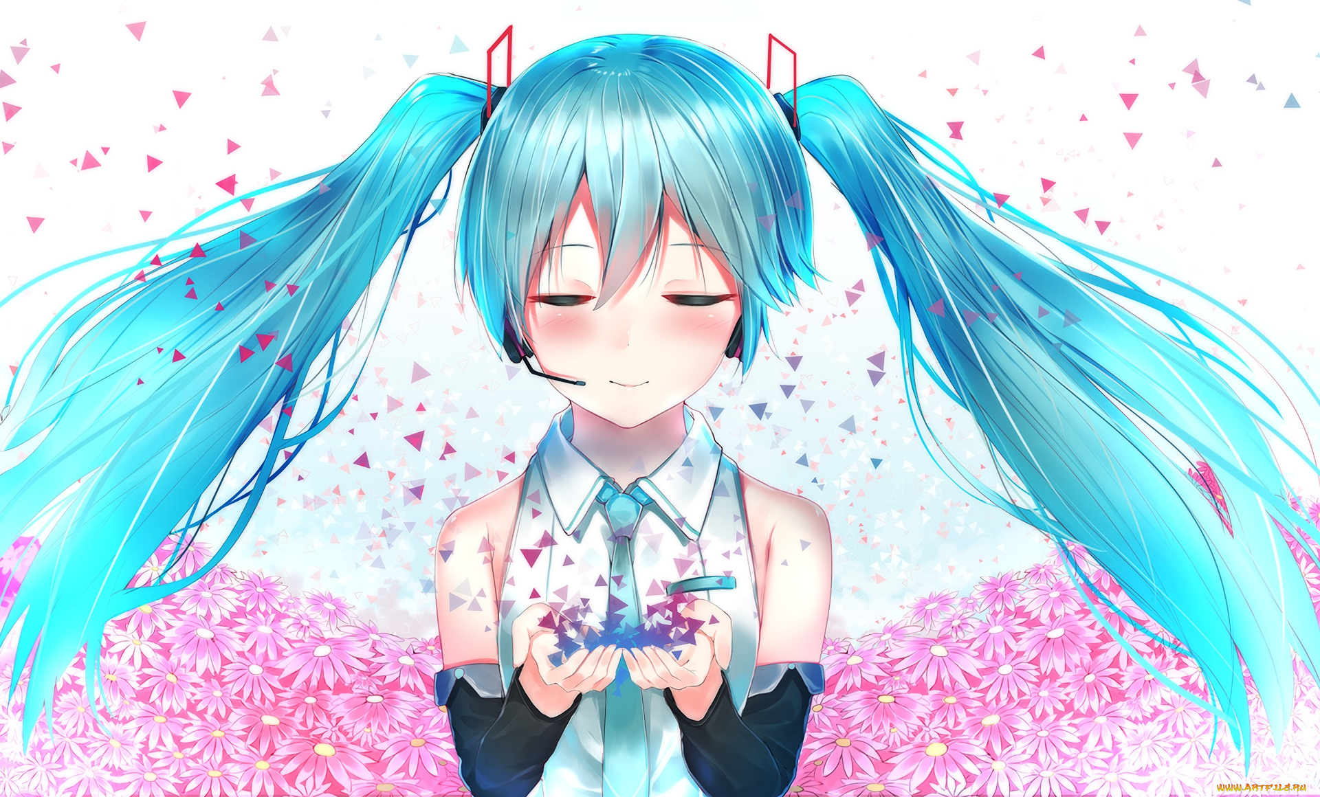 аниме, vocaloid, фон, девушка, взгляд