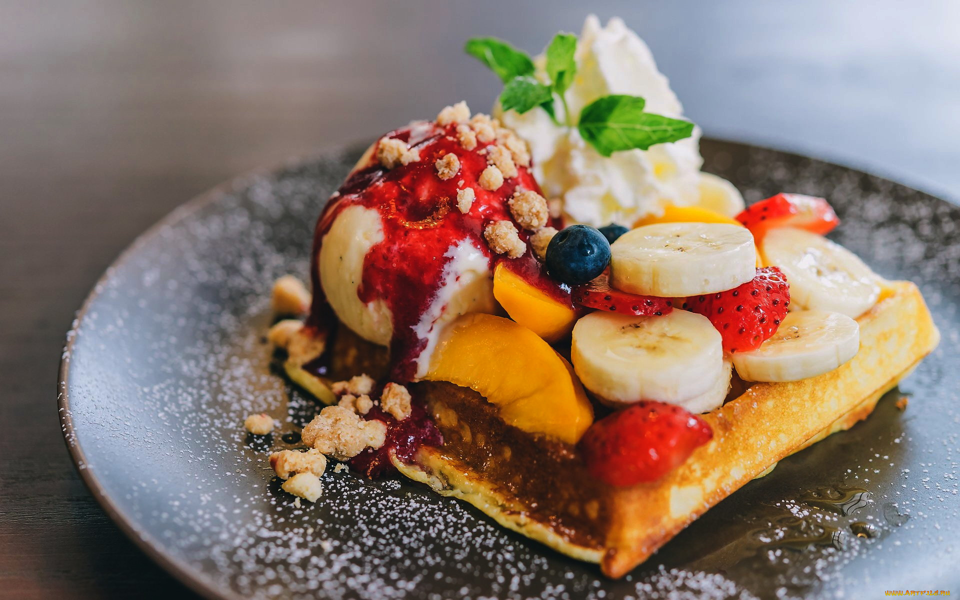 еда, мороженое, , десерты, сливки, десерт, клубника, бананы, лакомство, взбитые