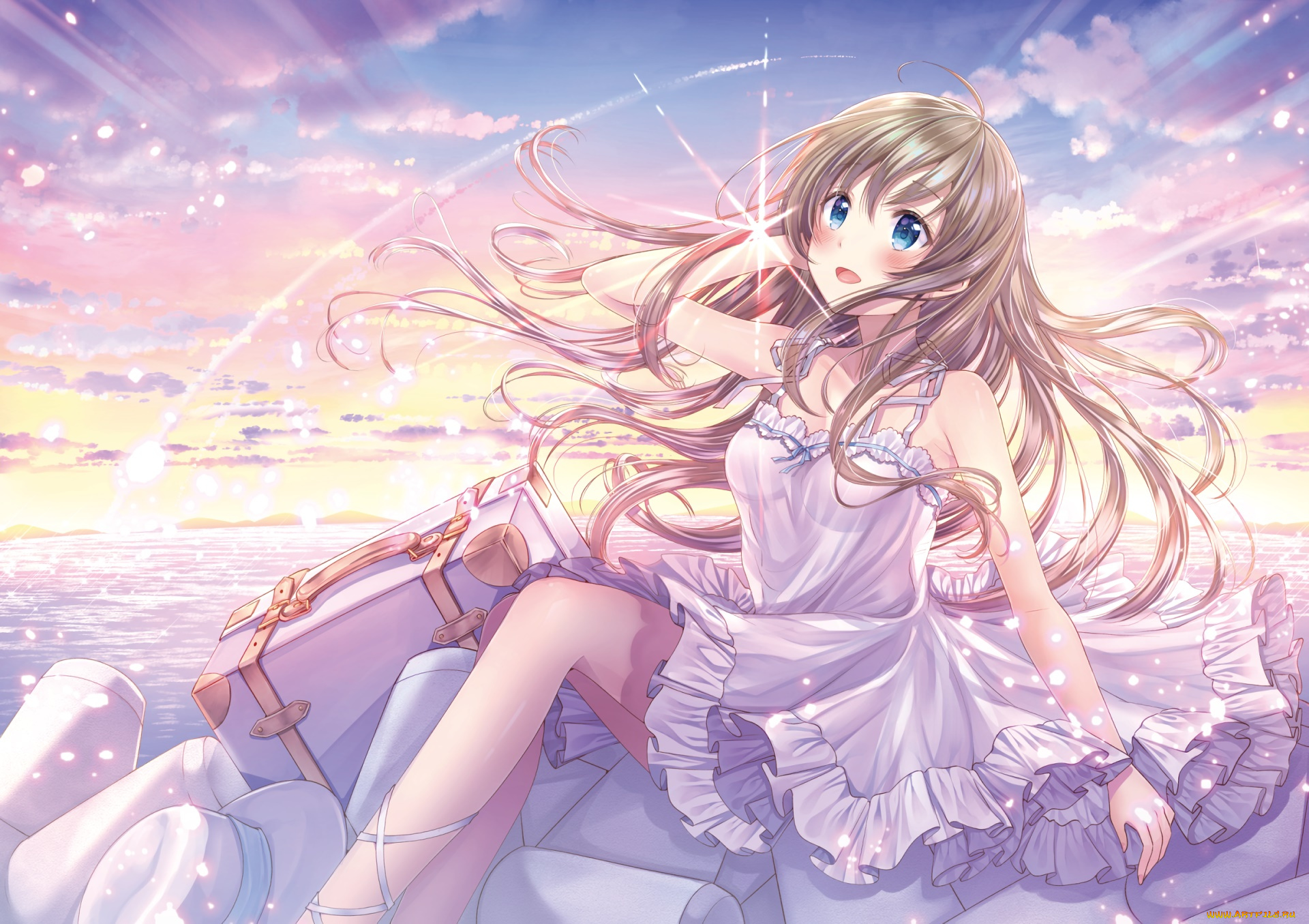 аниме, unknown, , другое, взгляд, фон, девушка