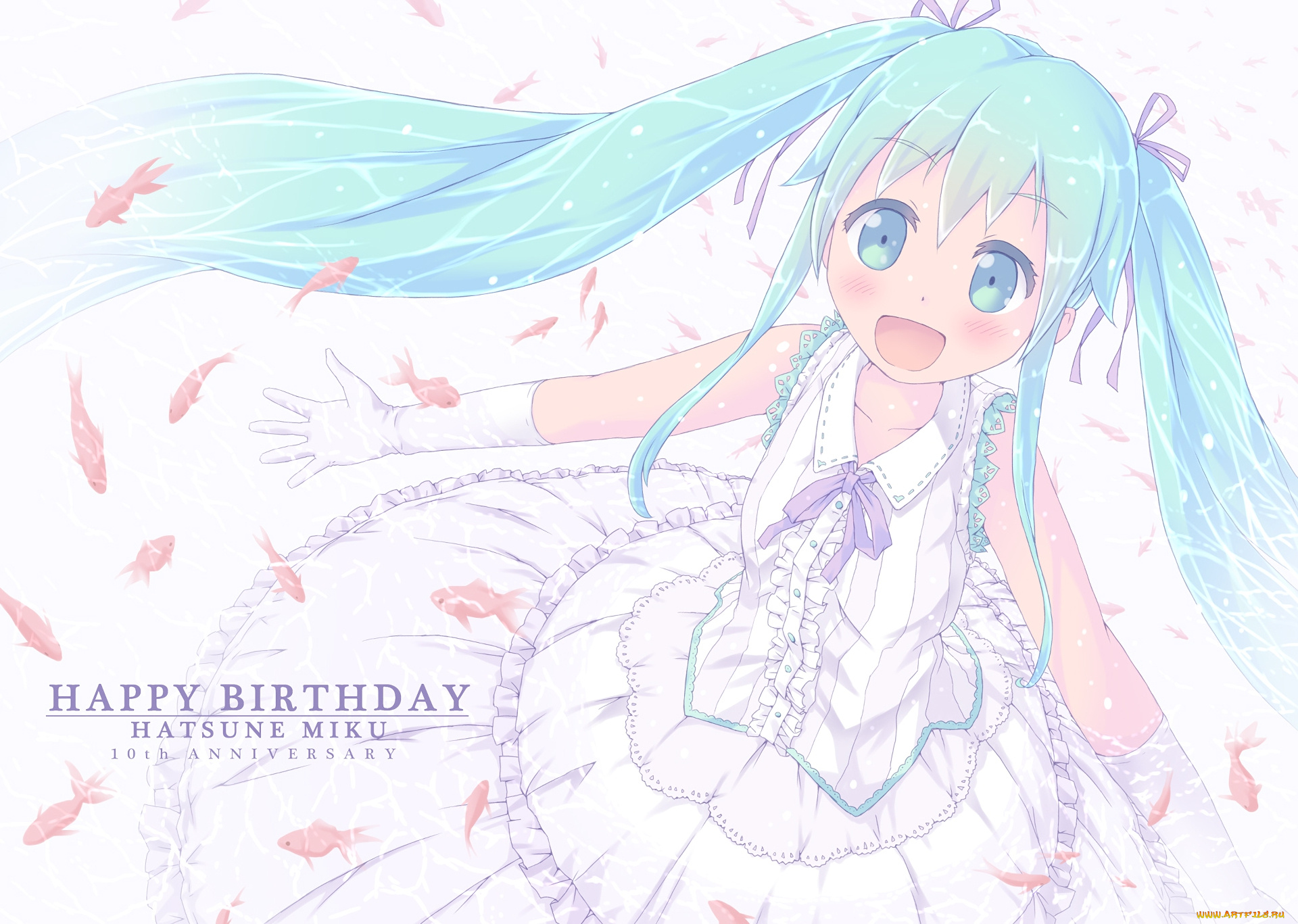 аниме, vocaloid, взгляд, девушка, фон