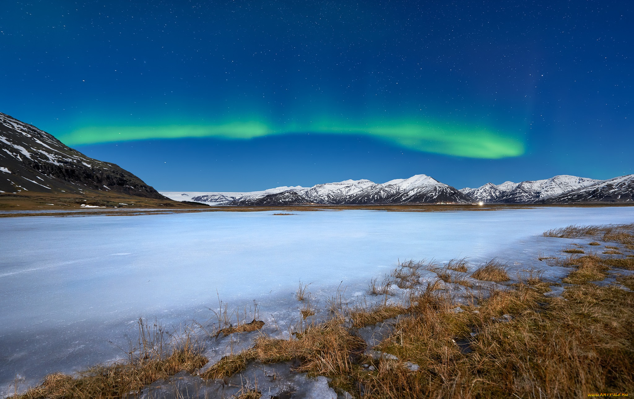 природа, северное, сияние, простор