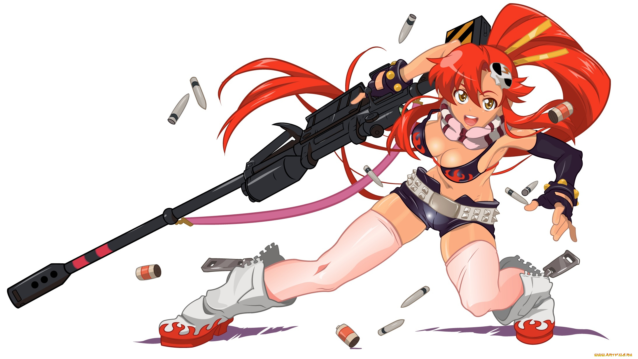 аниме, tengen, toppa, gurren-lagann, девушка, взгляд, фон