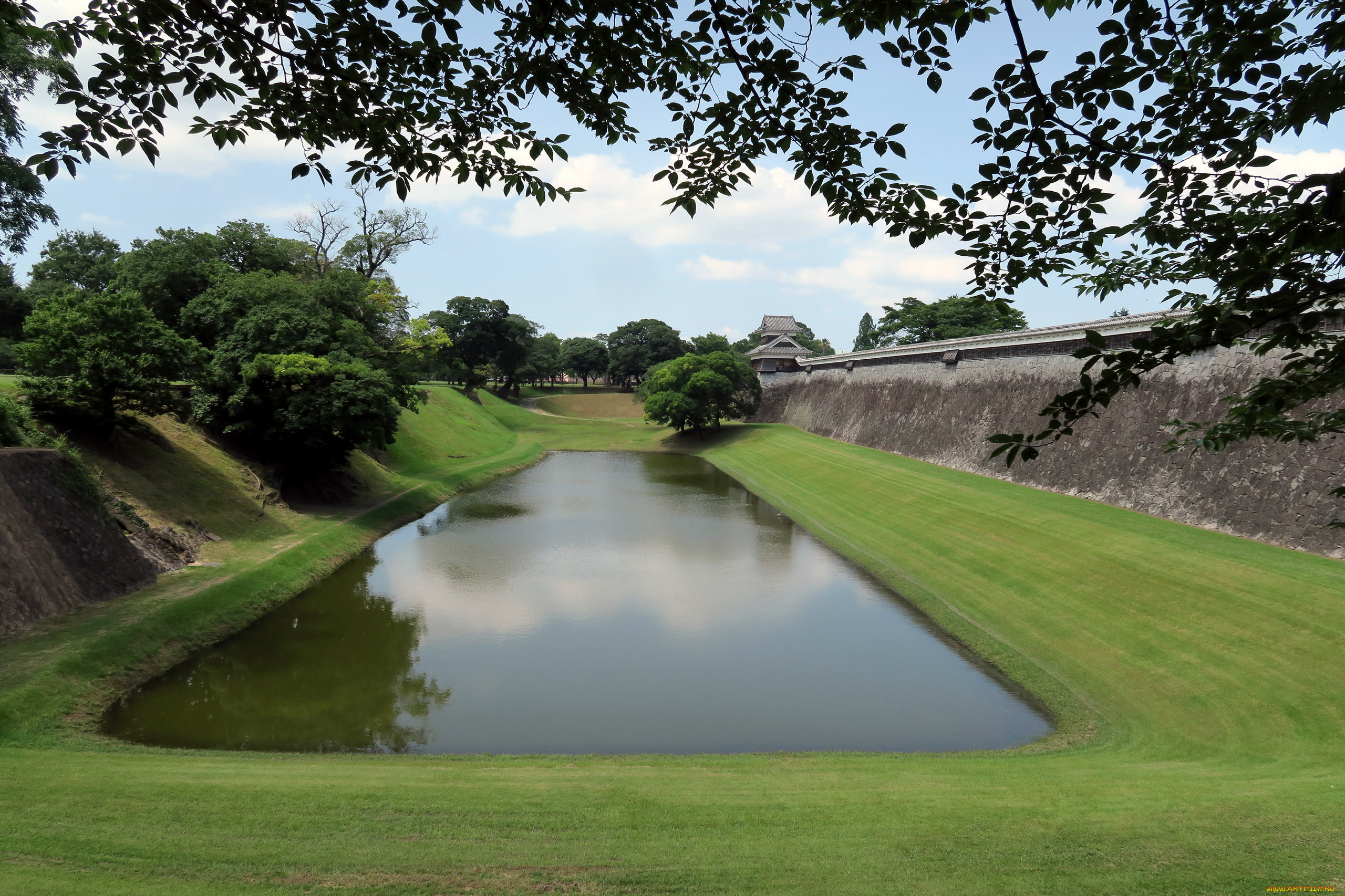 природа, парк, водоем, сад, японский