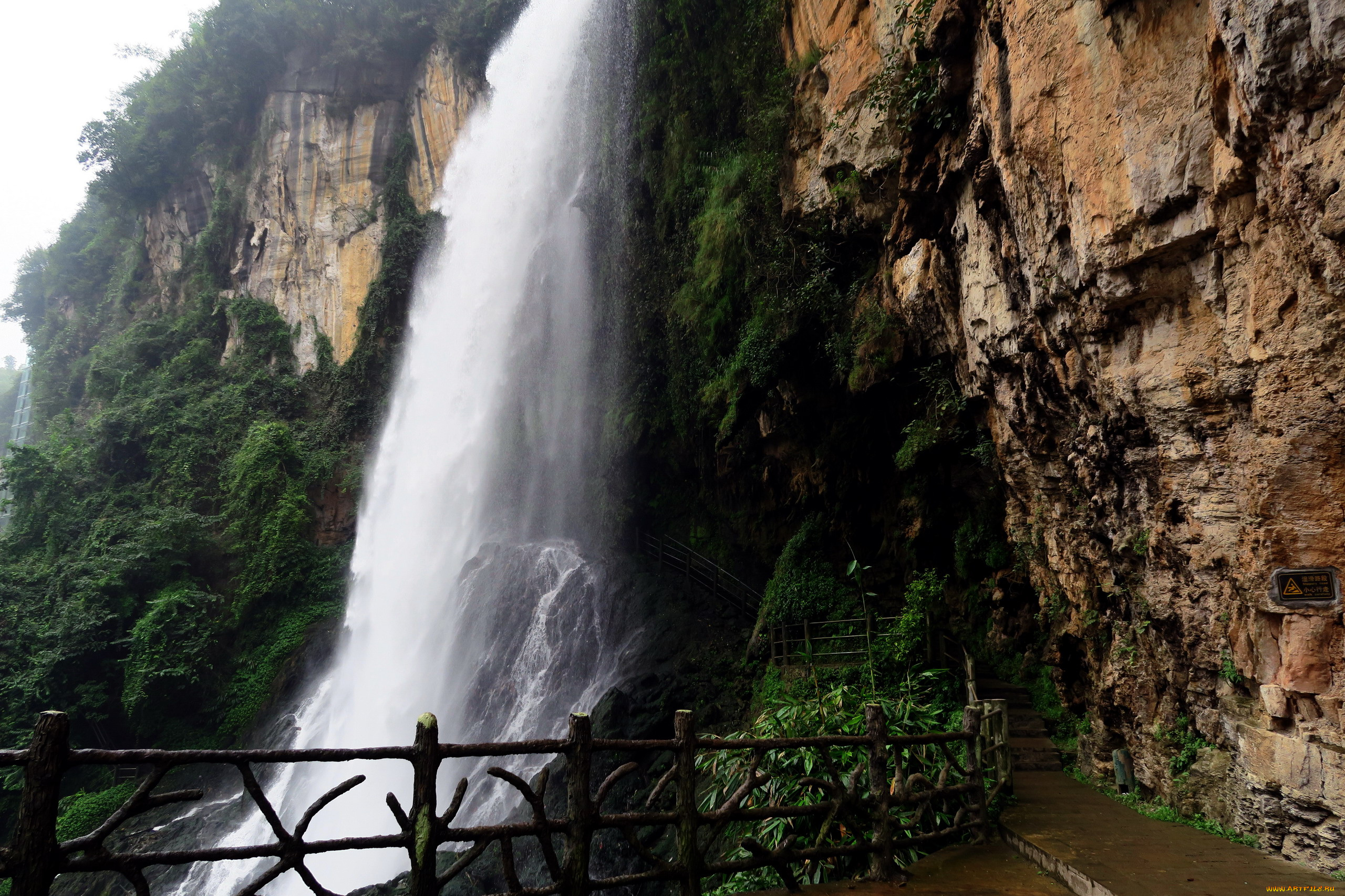природа, водопады, водопад, поток