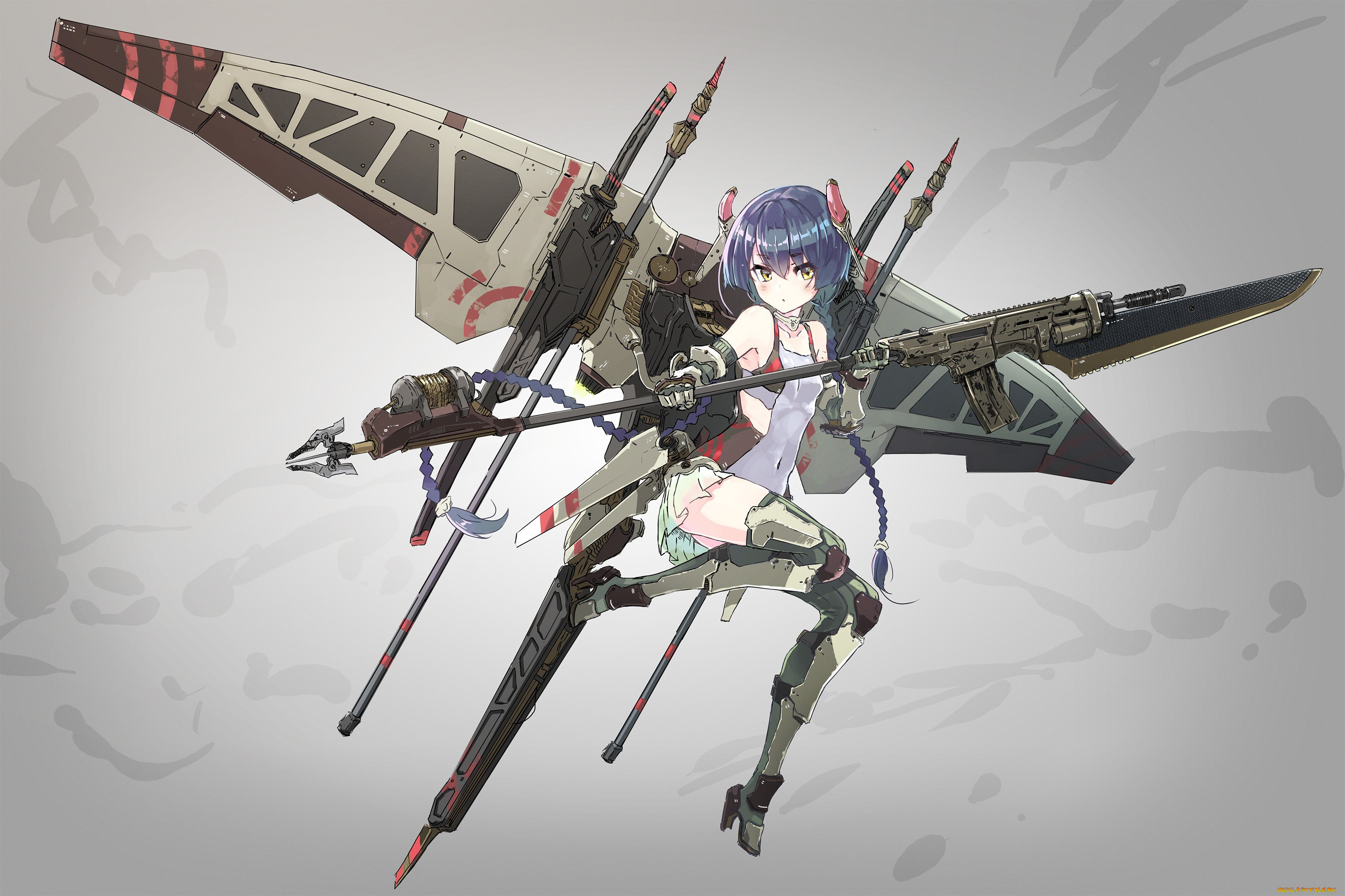 аниме, оружие, , техника, , технологии, girl, gun, spear, seifuku, japanese, anime, suit, rifle, blade, weapon, mecha