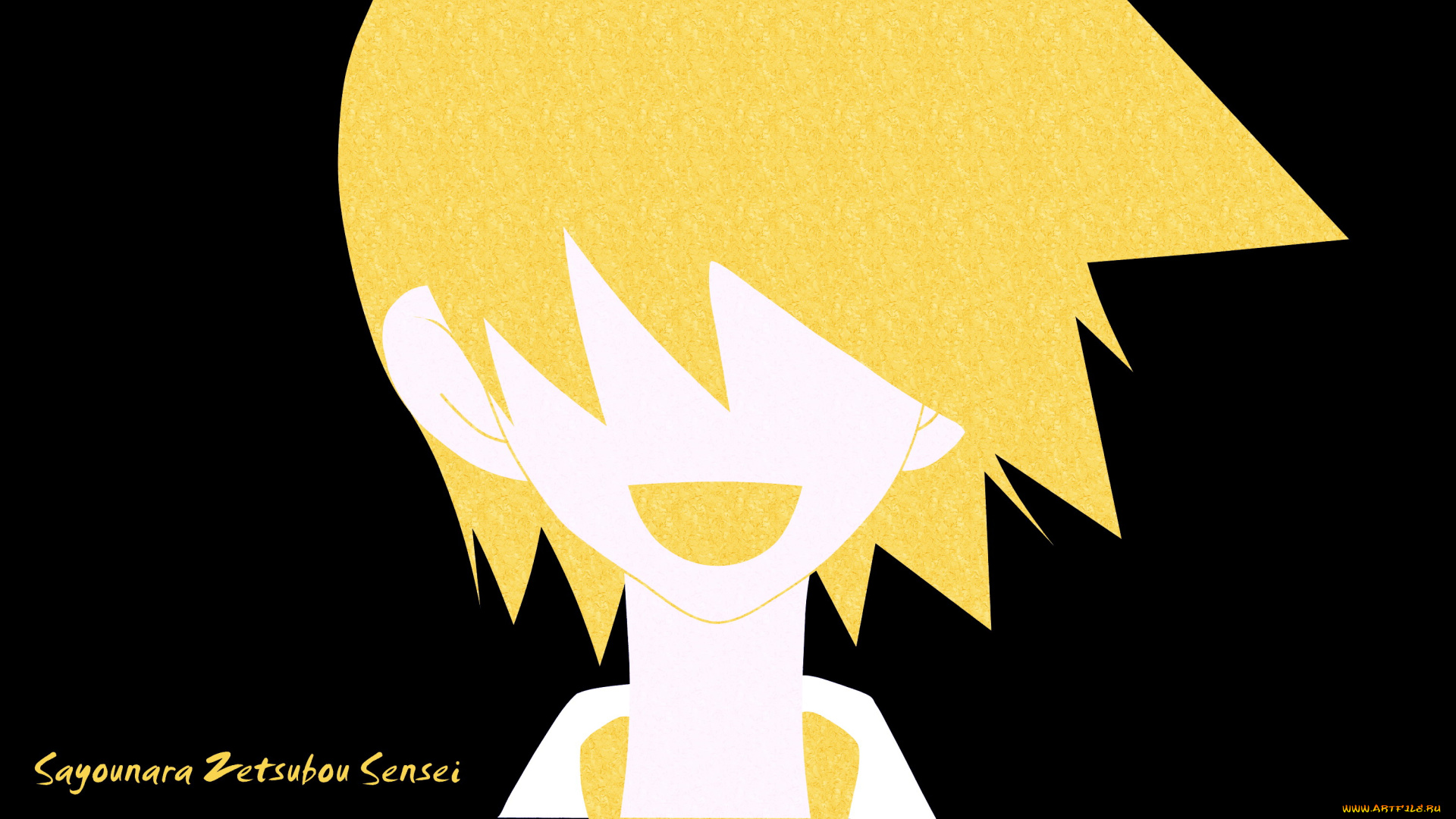 аниме, sayonara, zetsubo, sensei, силуэт, лицо, рот