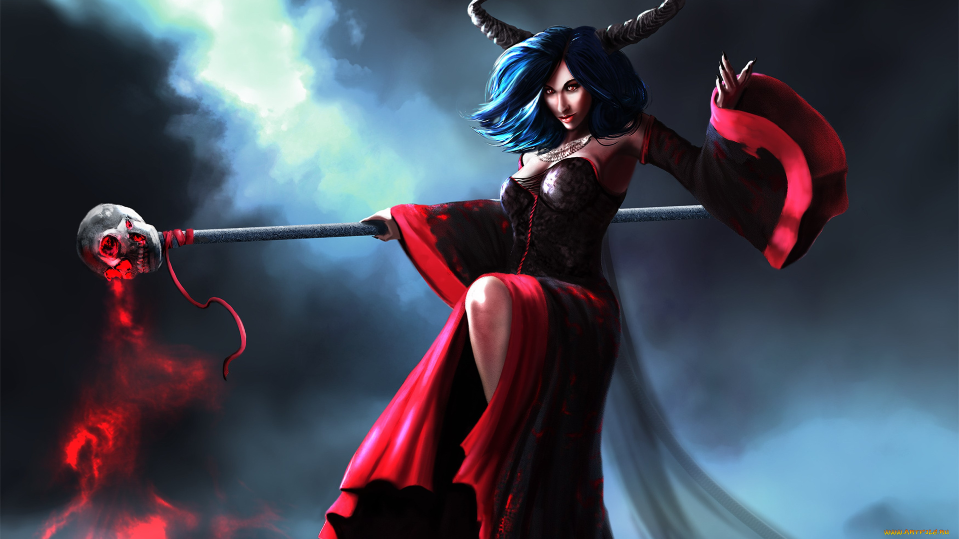 фэнтези, маги, , волшебники, ведьма, рога, посох, череп