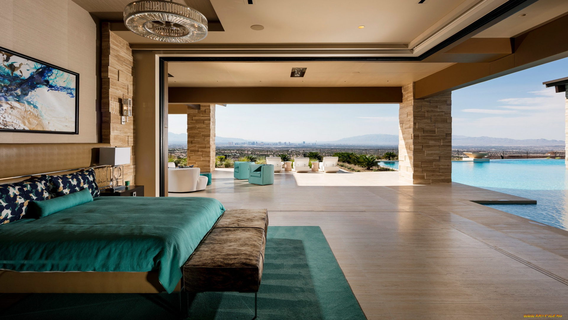 интерьер, спальня, кровать, картина