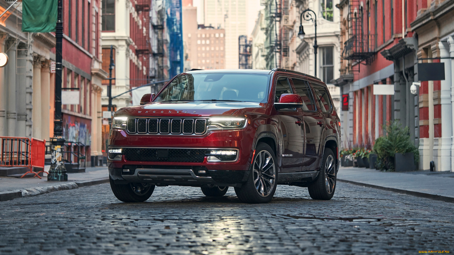 автомобили, jeep, красный, 2022, wagoneer, series, ii, город, улица, джип
