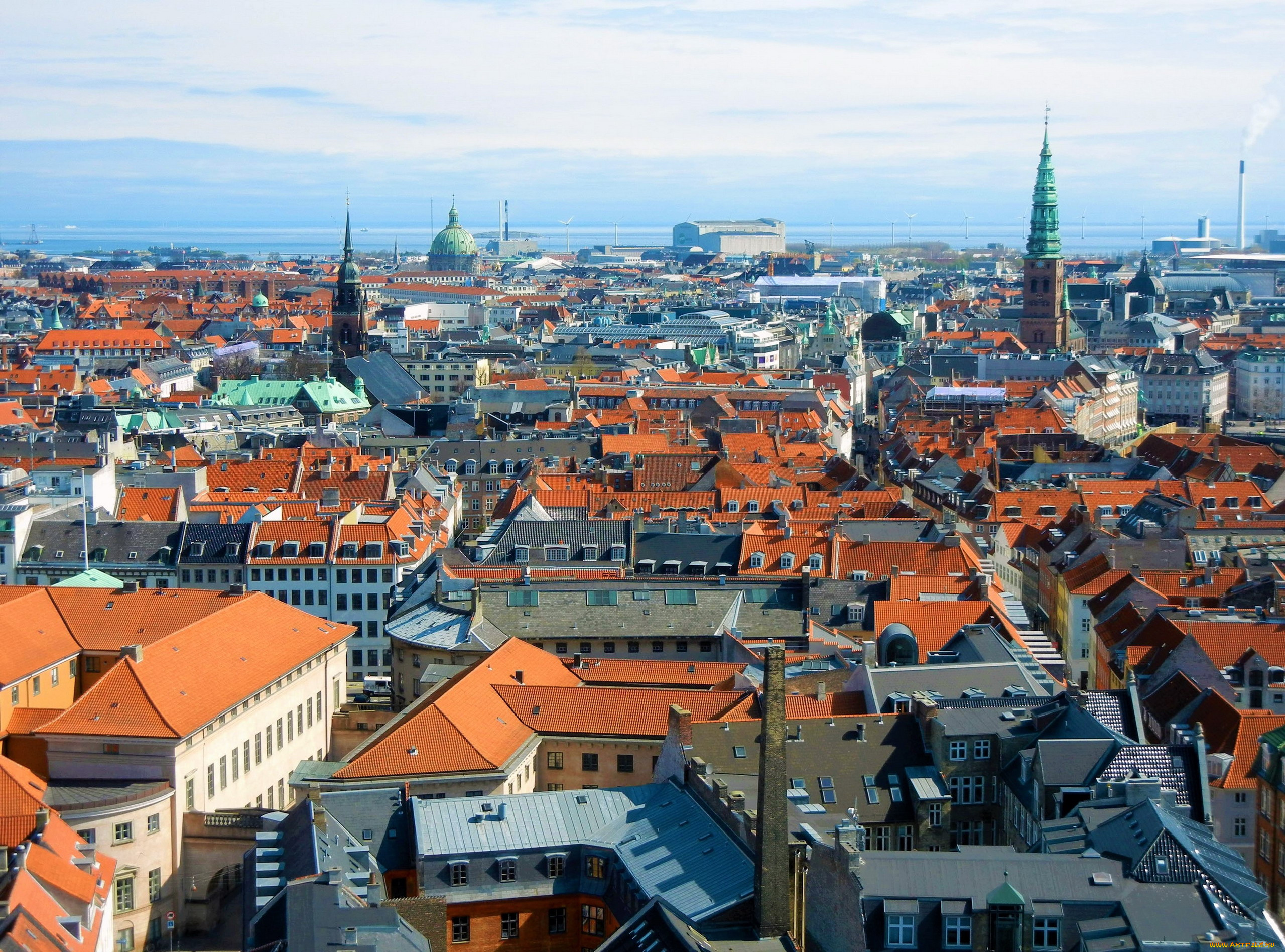города, копенгаген, , дания, панорама