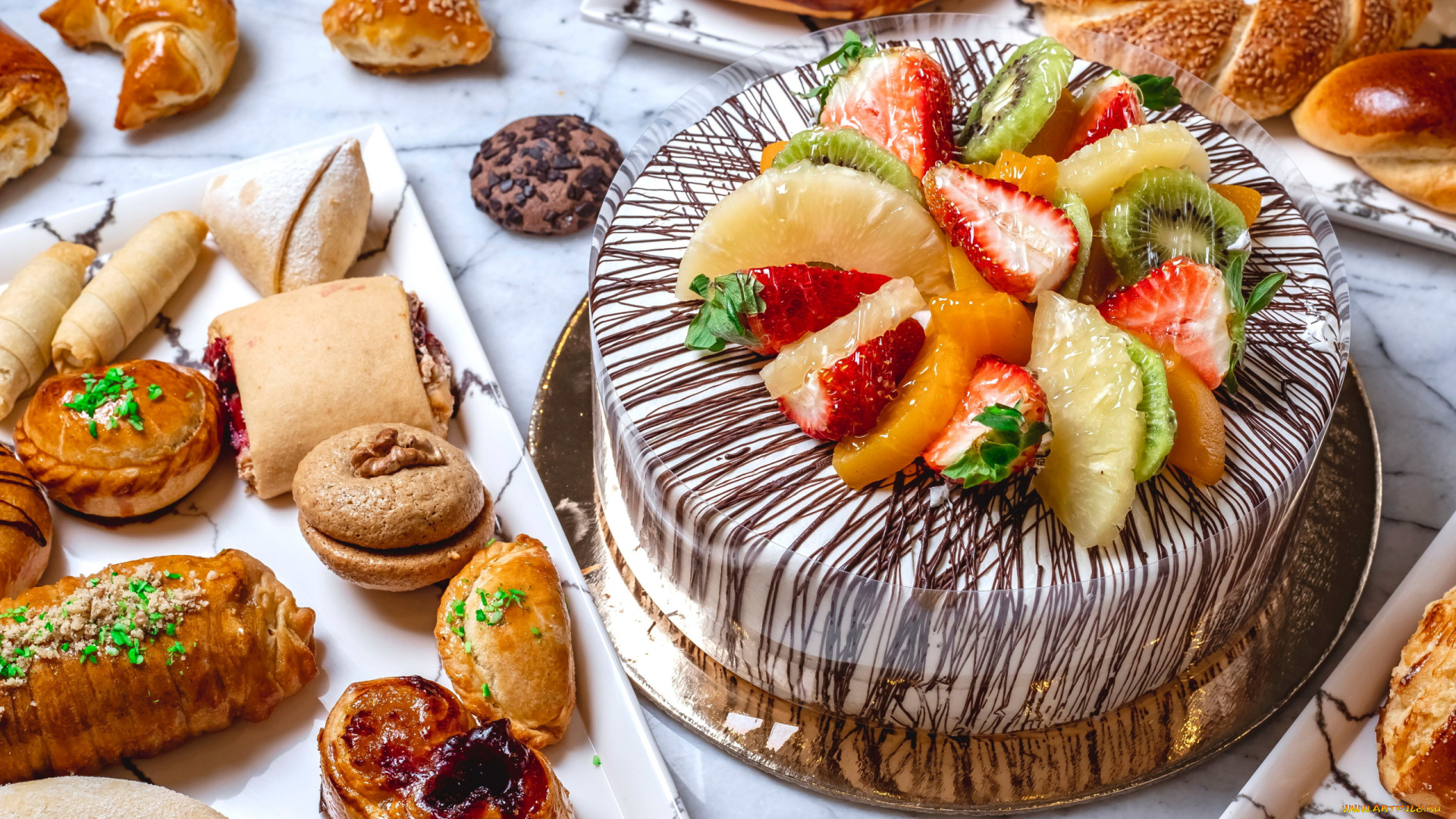 еда, торты, выпечка, торт, фрукты