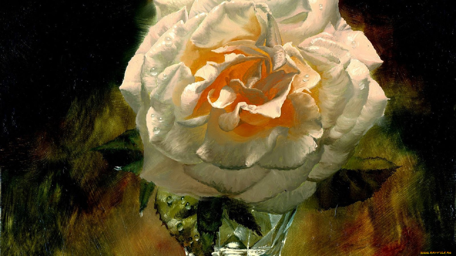 рисованное, алексей, антонов, роза, цветок, рюмка