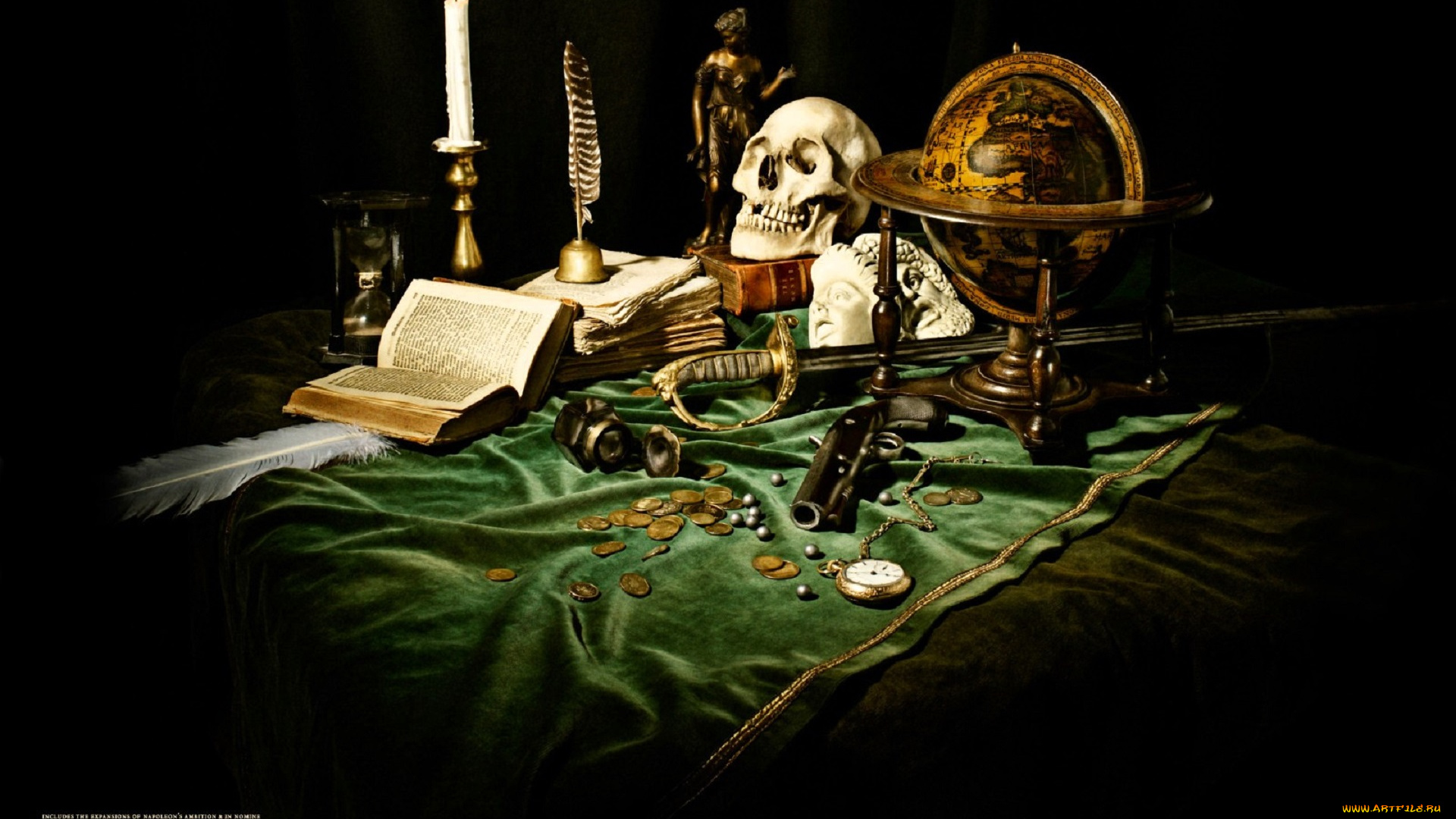 видео, игры, europa, universalis, iii, , complete, скатерть, перья, глобус, книги, череп, свечи, сабля, монеты