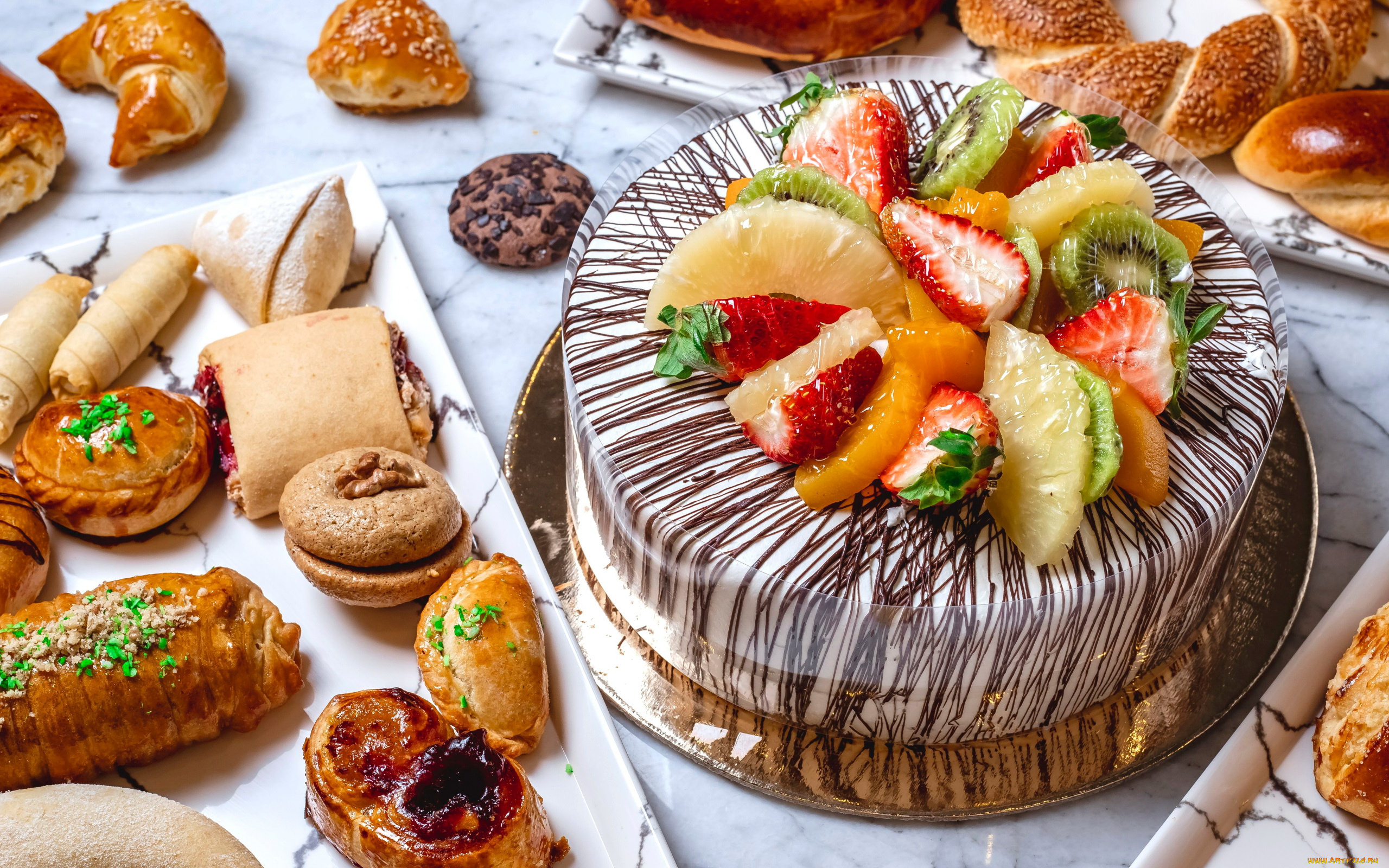 еда, торты, выпечка, торт, фрукты