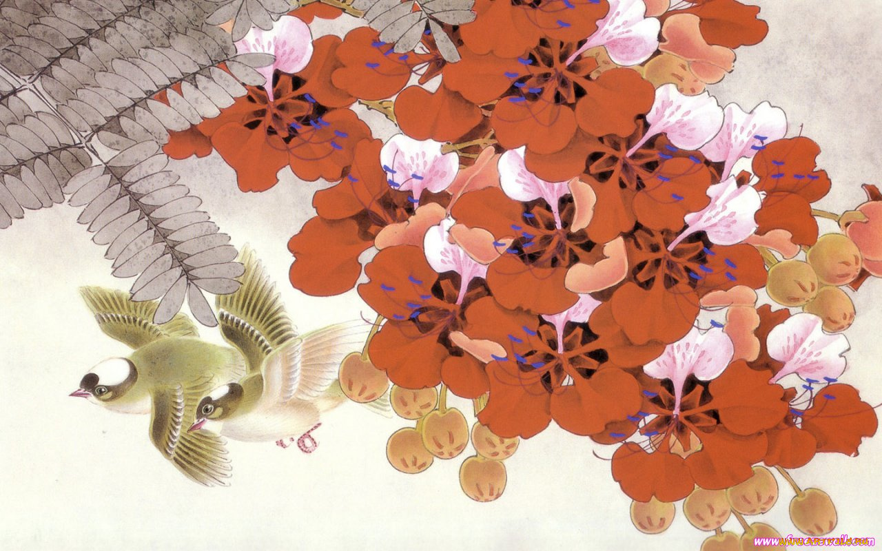 рисованные, животные, птицы