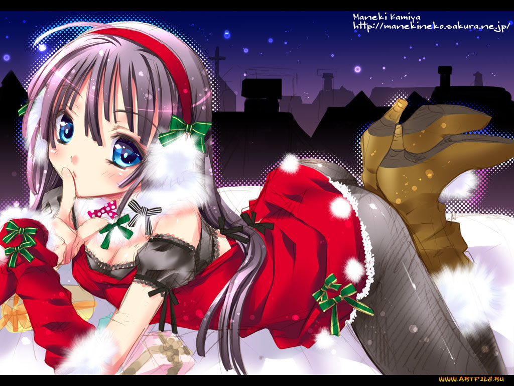 аниме, merry, chrismas, winter