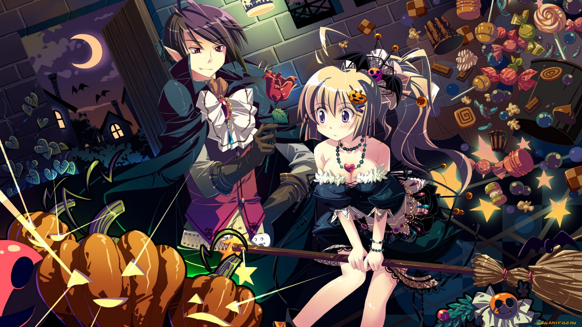 аниме, halloween, magic