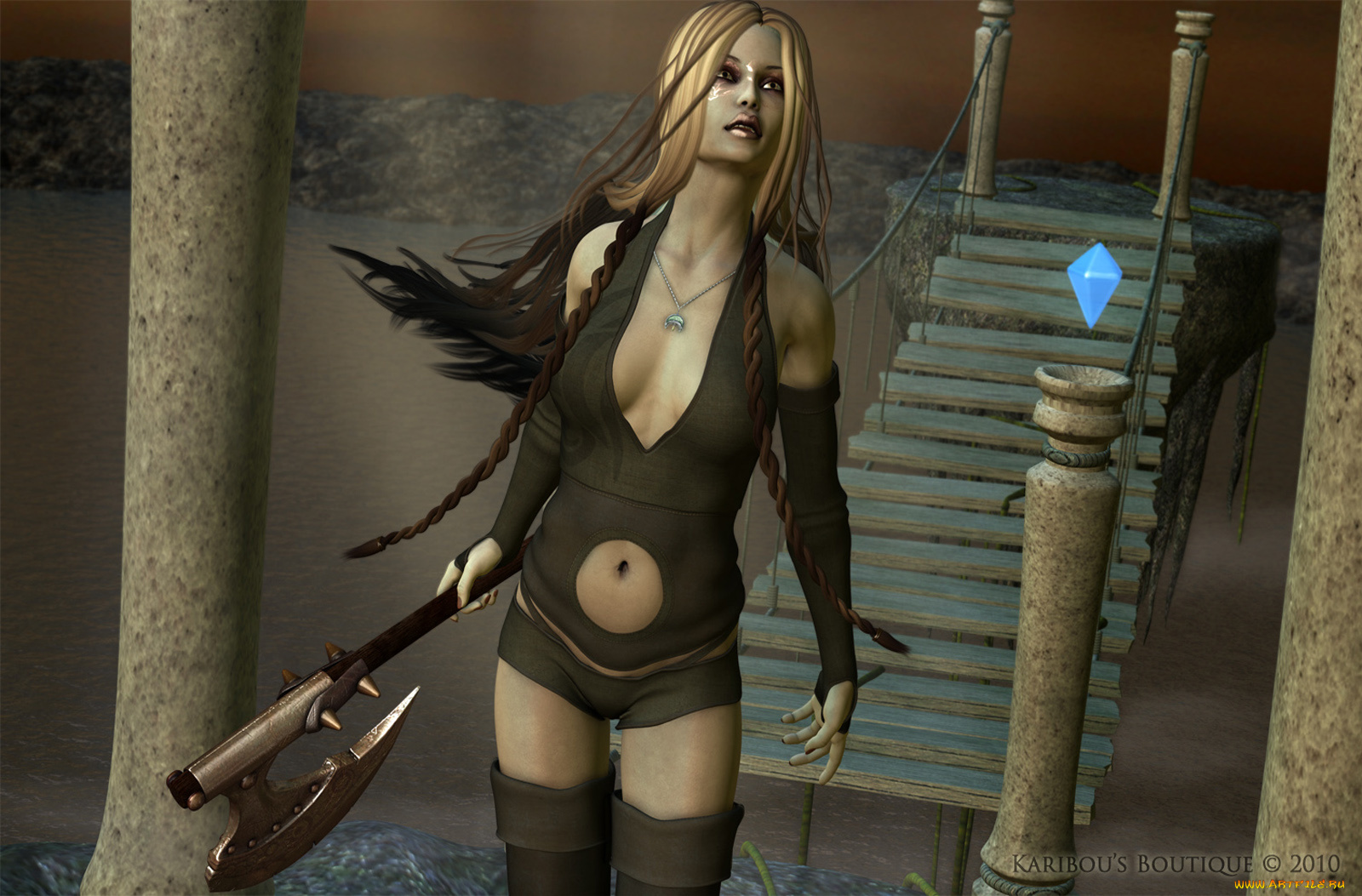 3д, графика, amazon, амазонки, девушка, косички, оружия