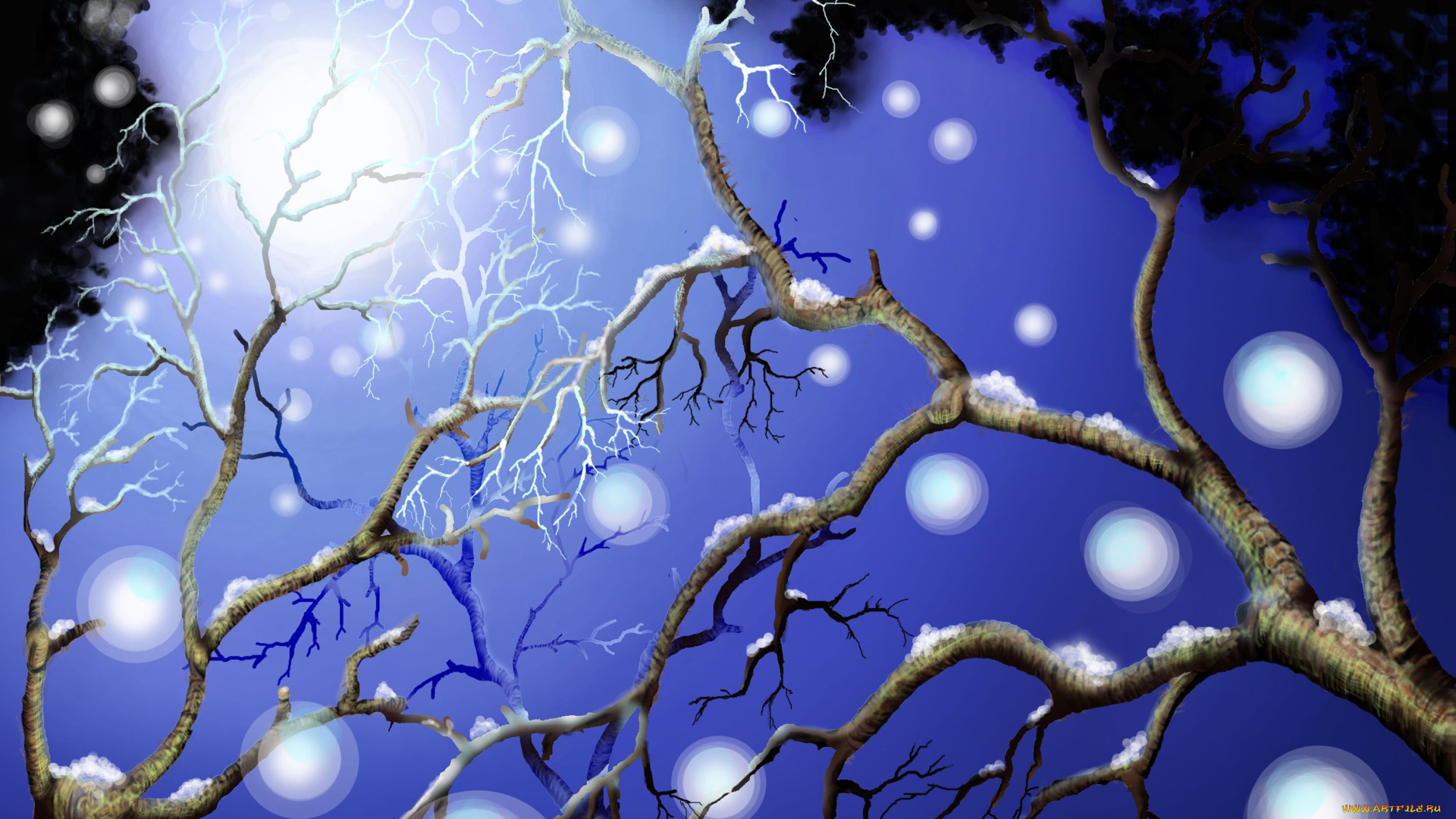 3д, графика, nature, landscape, природа, ветка, снег